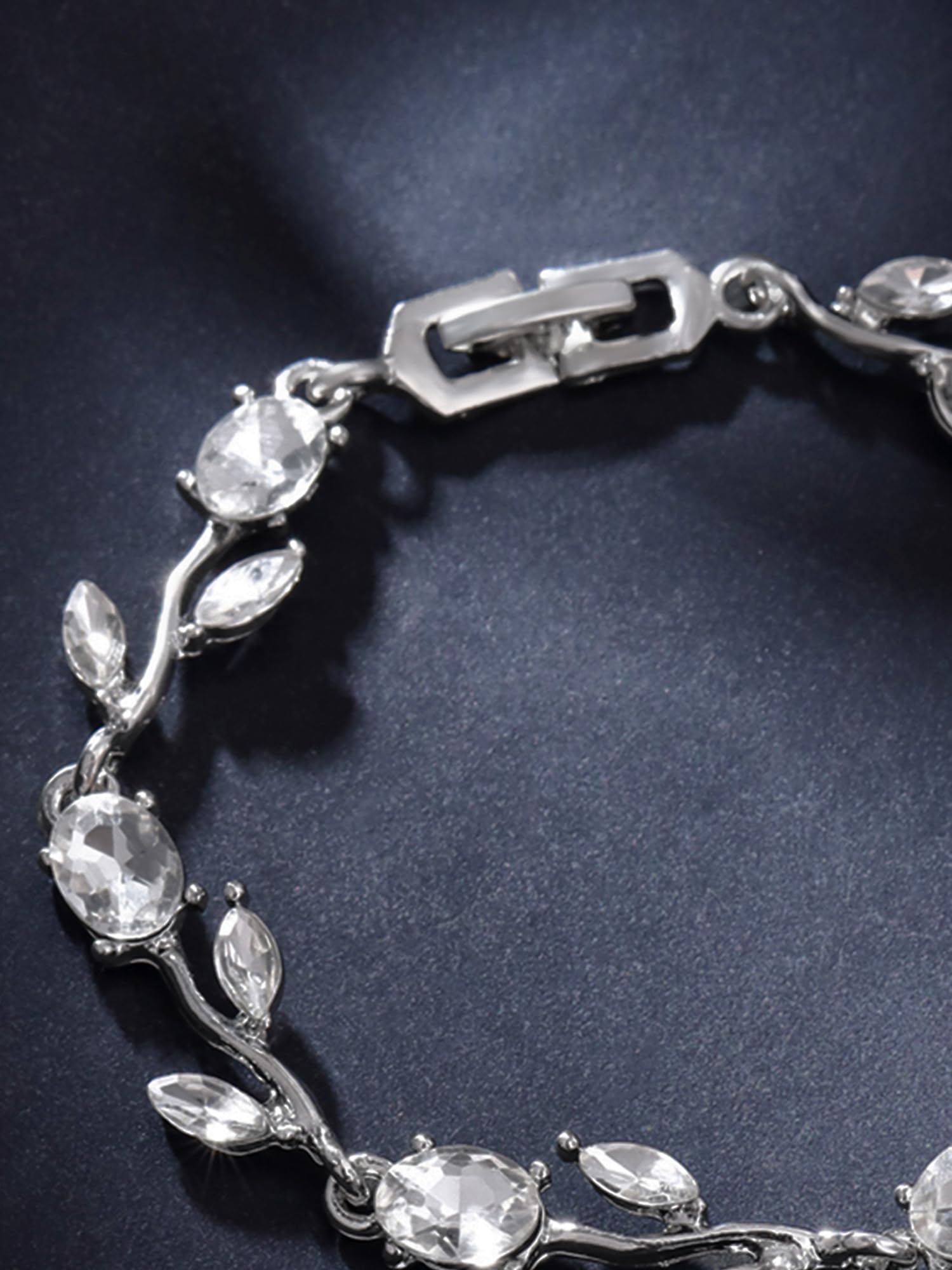 Rose Gold Plated Crystal Bracelet for Women - Elegant Rose Leaf Design, Yellow Chimes & Silver Accents | Perfect Birthday, Anniversary Gift for Wife, Girlfriend, Mom | Ideal for Parties, Weddings & Everyday Wear