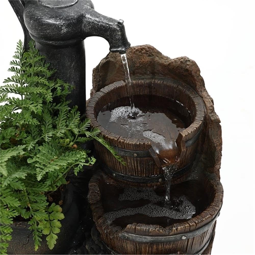 Bowery Hill Modern Brown Resin Water Pump Fountain - Outdoor Garden Decor, Patio & Backyard Water Feature for Relaxation