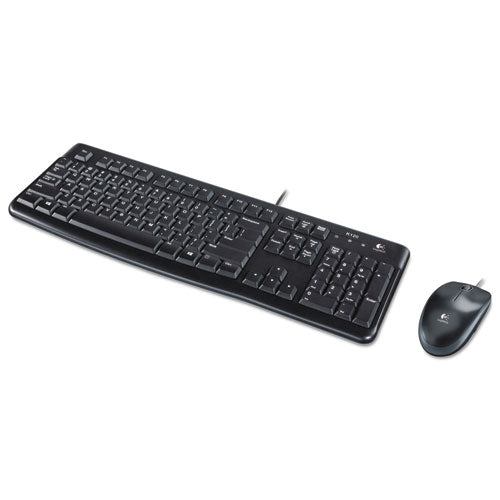 Slim Wired Keyboard and Mouse Combo - USB 2.0 Ergonomic Computer Accessories Set for Office, Gaming & Home Use - Black (Low Profile Keyboard + HD Optical Mouse)