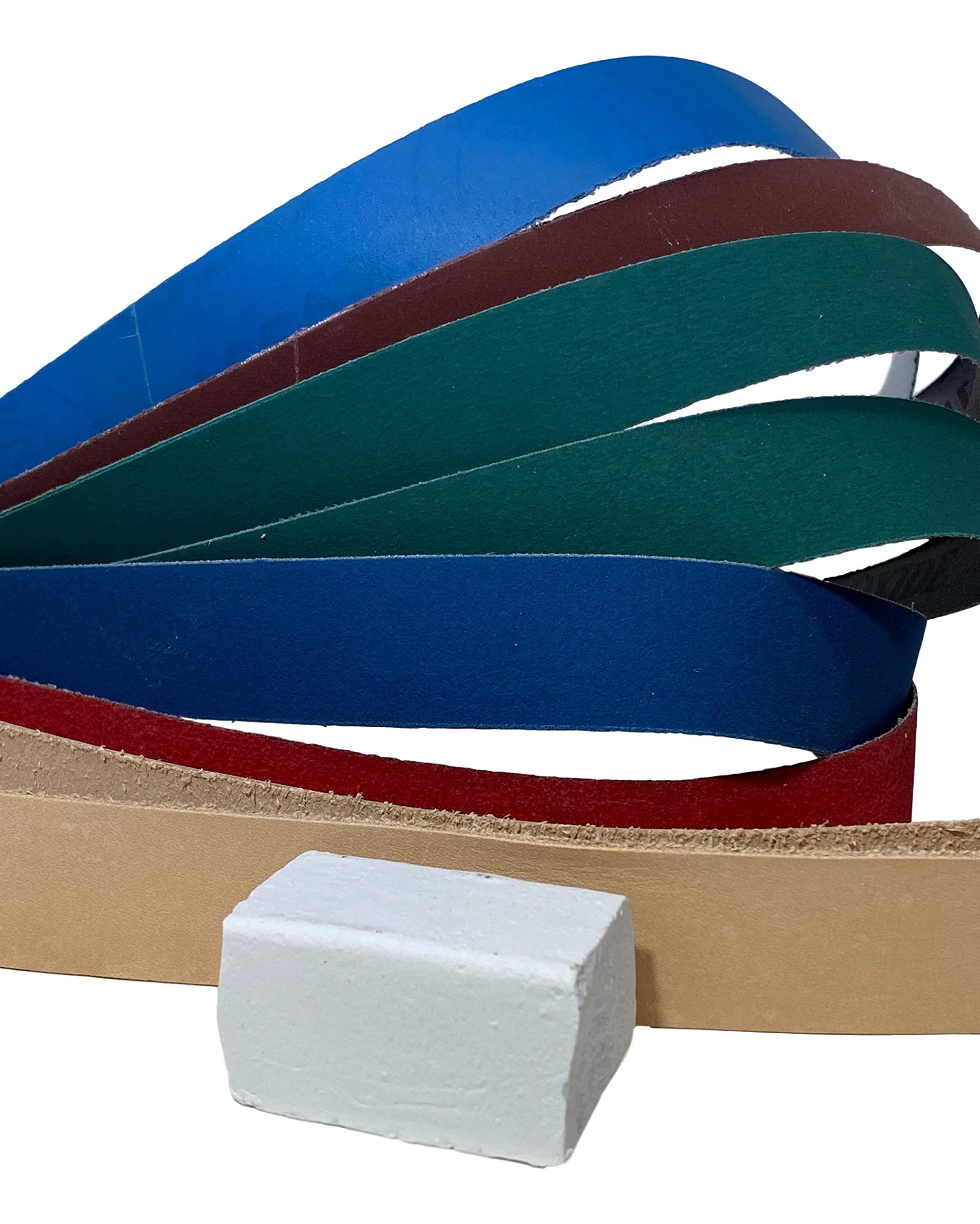 30-Piece Sanding Belt Assortment Kit - 6 Grit Sanding Belts & Leather Honing Belt with Polishing Compound for Woodworking, Metalworking & Knife Sharpening