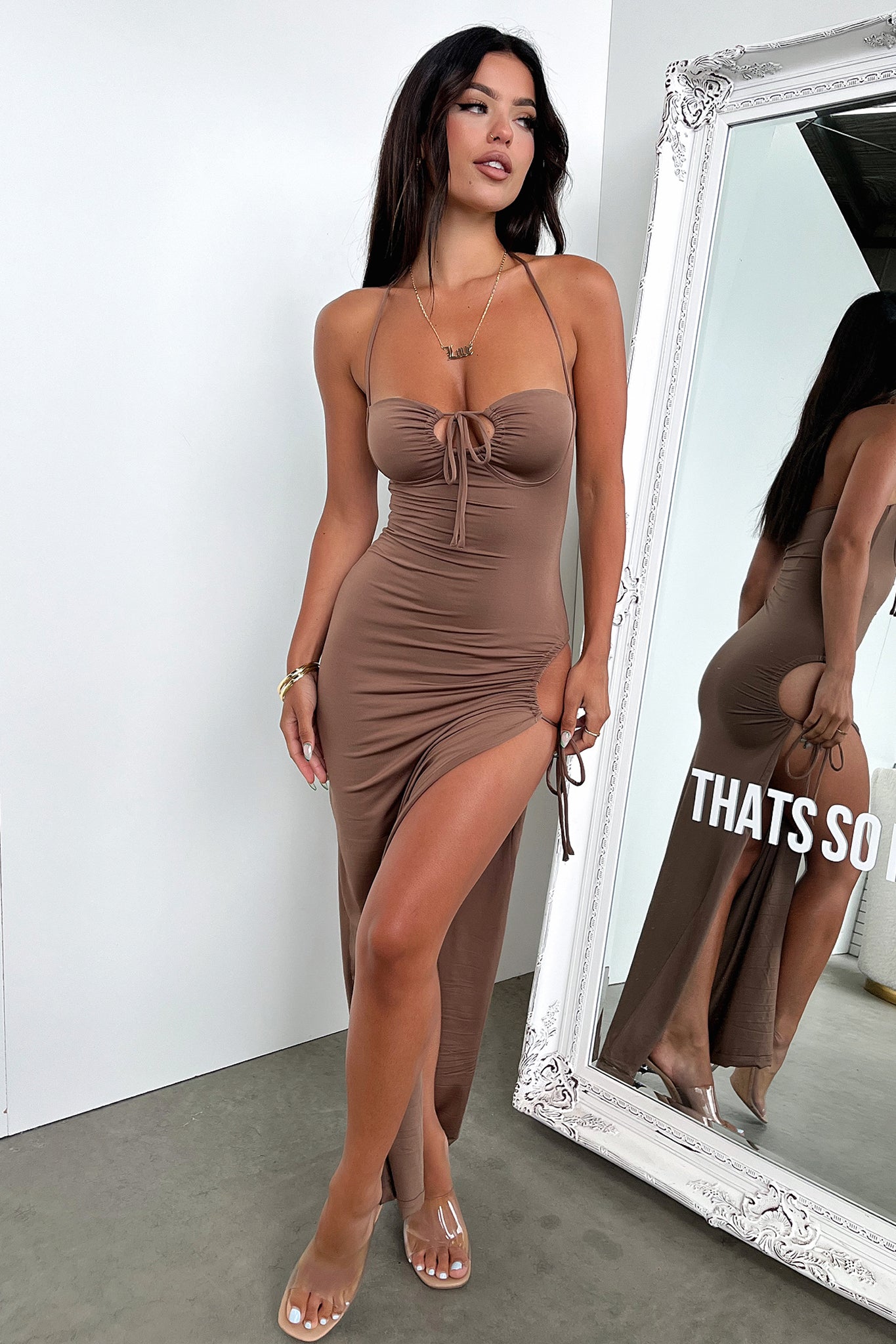 Imana Maxi Dress for Women - Flowy Long Boho Summer Dress in Brown | Perfect for Beach, Vacation & Casual Outings