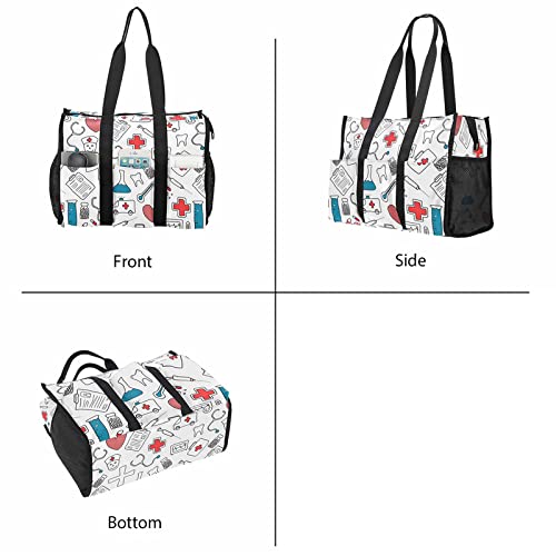 Nurse Tote Bag for Women - Canvas Weekender with Zip for Work & Travel
