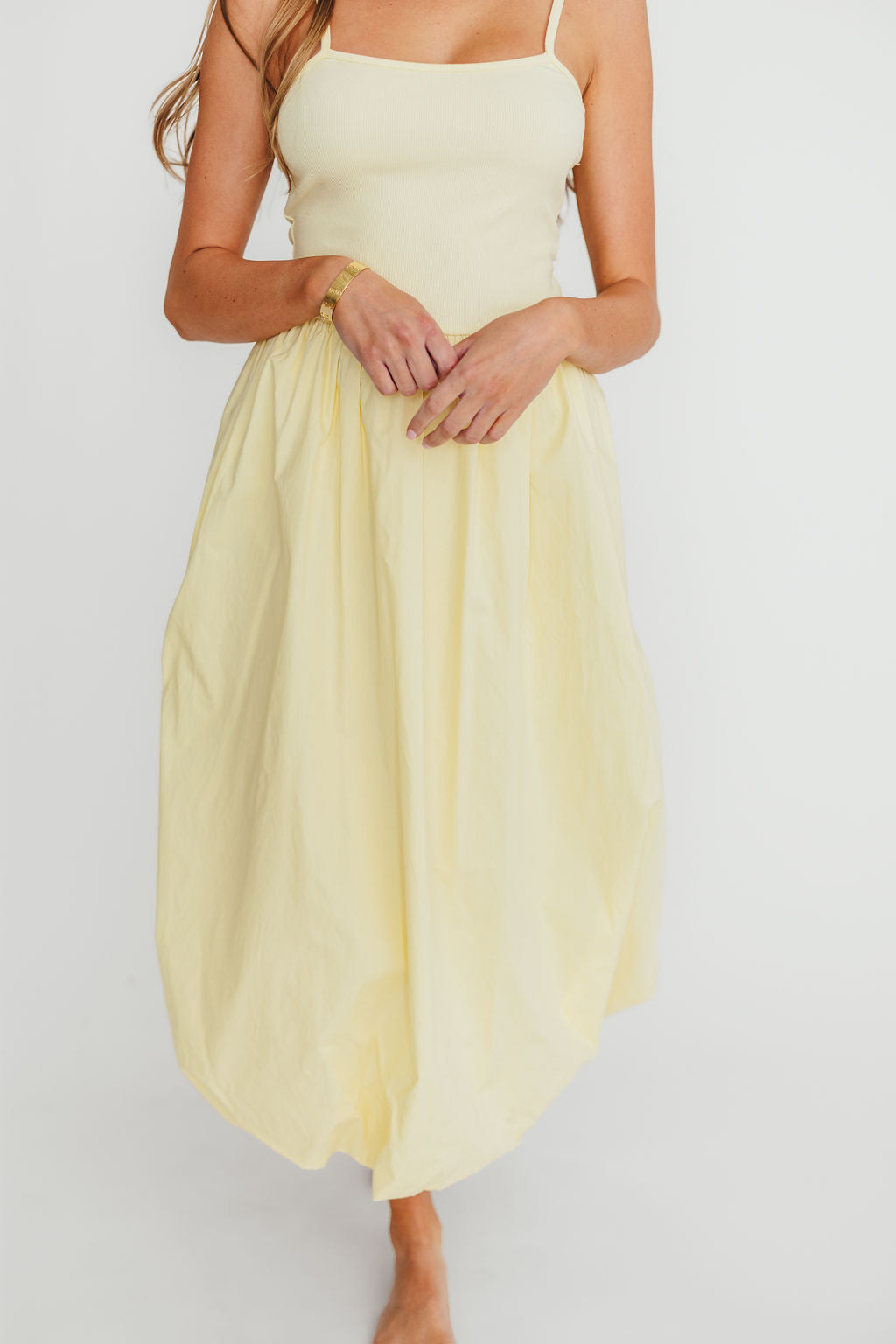 Marisol Bubble Maxi Dress in Yellow - Flowy Summer Beach Dress for Women | Perfect for Vacations, Weddings & Outdoor Parties