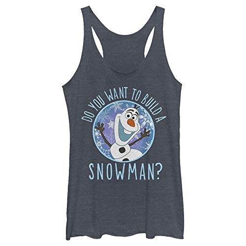 Fifth Sun Women's Frozen Build a Snowman Tri-Blend Racerback Tank Top - Soft Layering Tee for Disney Fans, Casual Wear & Christmas Outfits