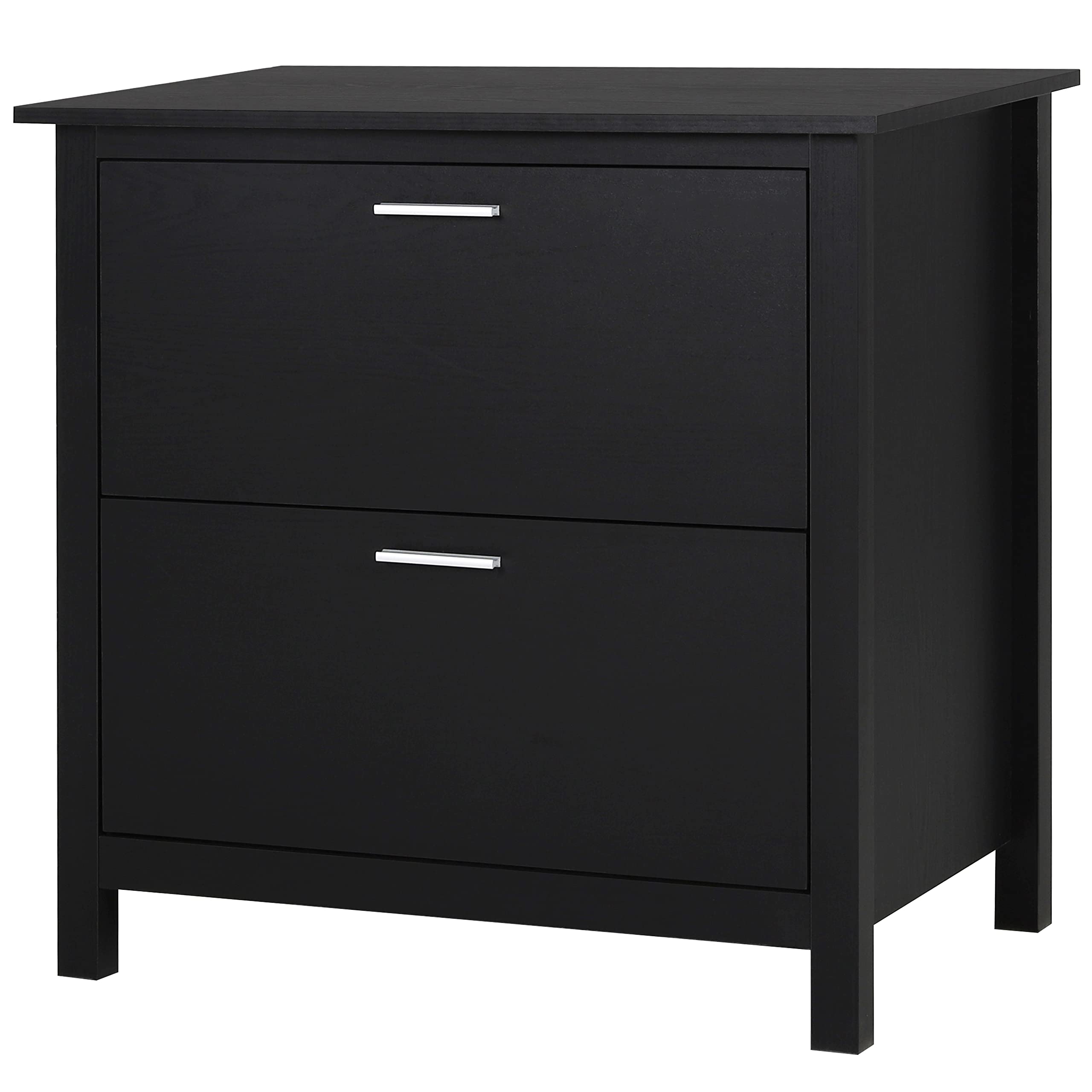 MUPATER 2-Drawer Lateral File Cabinet - Wood Grain Black Home Office Storage with Removable Hanging Bars & Safety-Stop - Letter/Legal Size Filing Cabinet & Printer Stand for Workspace Organization
