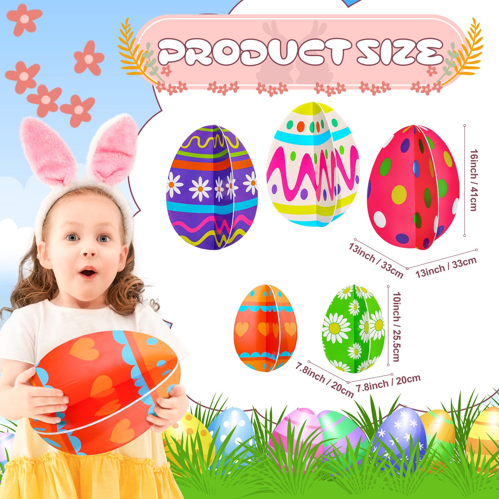 3D Easter Egg Yard Signs - 5-Piece Waterproof Outdoor Lawn Decorations for Easter, Home Garden, and Party Supplies | Perfect for Easter Celebrations, Photo Props, and Festive Yard Decor