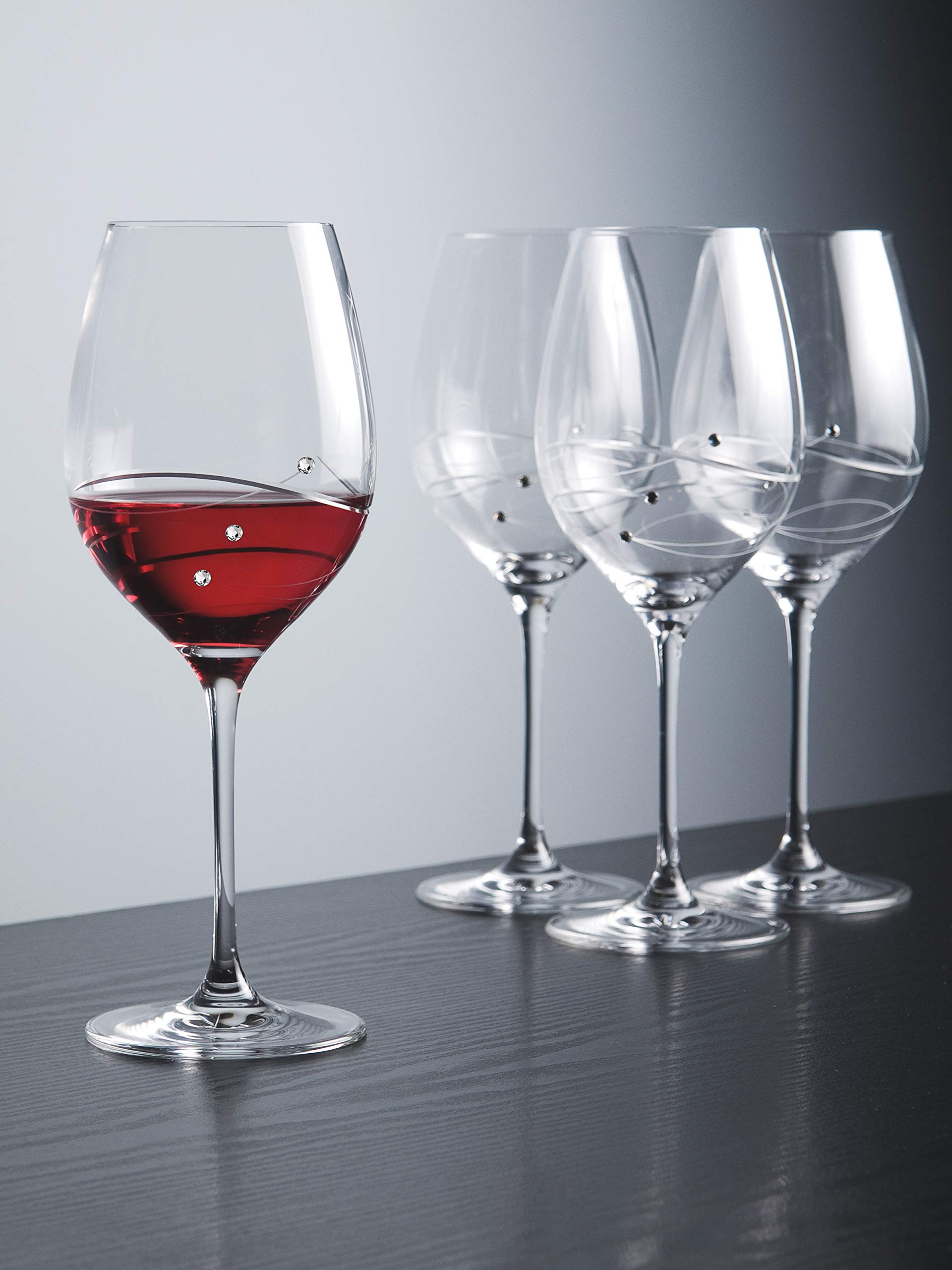 Barski Handmade Crystal Red Wine Glasses Set of 4 - 16 oz Elegant Sparkling Glassware Decorated with Real Diamonds - European Crafted Stemware for Wedding Gifts, Anniversary, Fine Dining & Home Decor