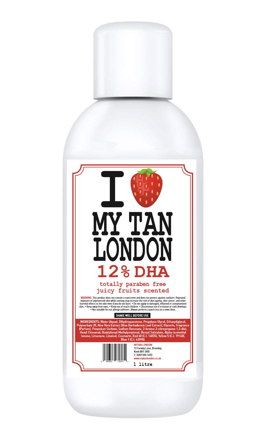 I Love My Tan London Spray Tan Solution - 12% DHA Dark 1 Litre (Juicy Fruit Scent) | Professional Self-Tanning Lotion for Natural-Looking Glow | At-Home Spray Tan Kit & Salon Use