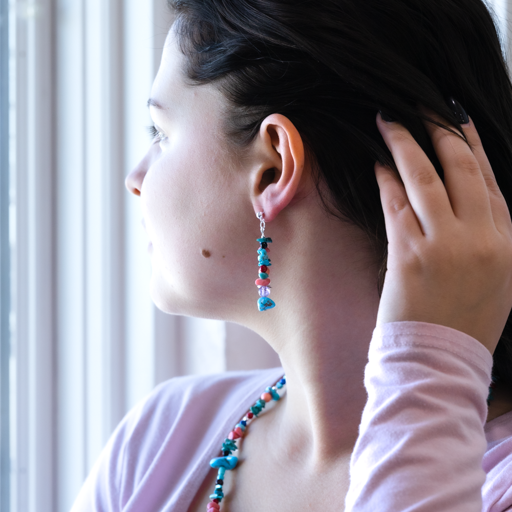 Bead Maiden: Sunset Skies Beaded Drop Earrings - Handmade Bohemian Dangle Earrings for Women, Perfect for Weddings, Parties & Boho Fashion