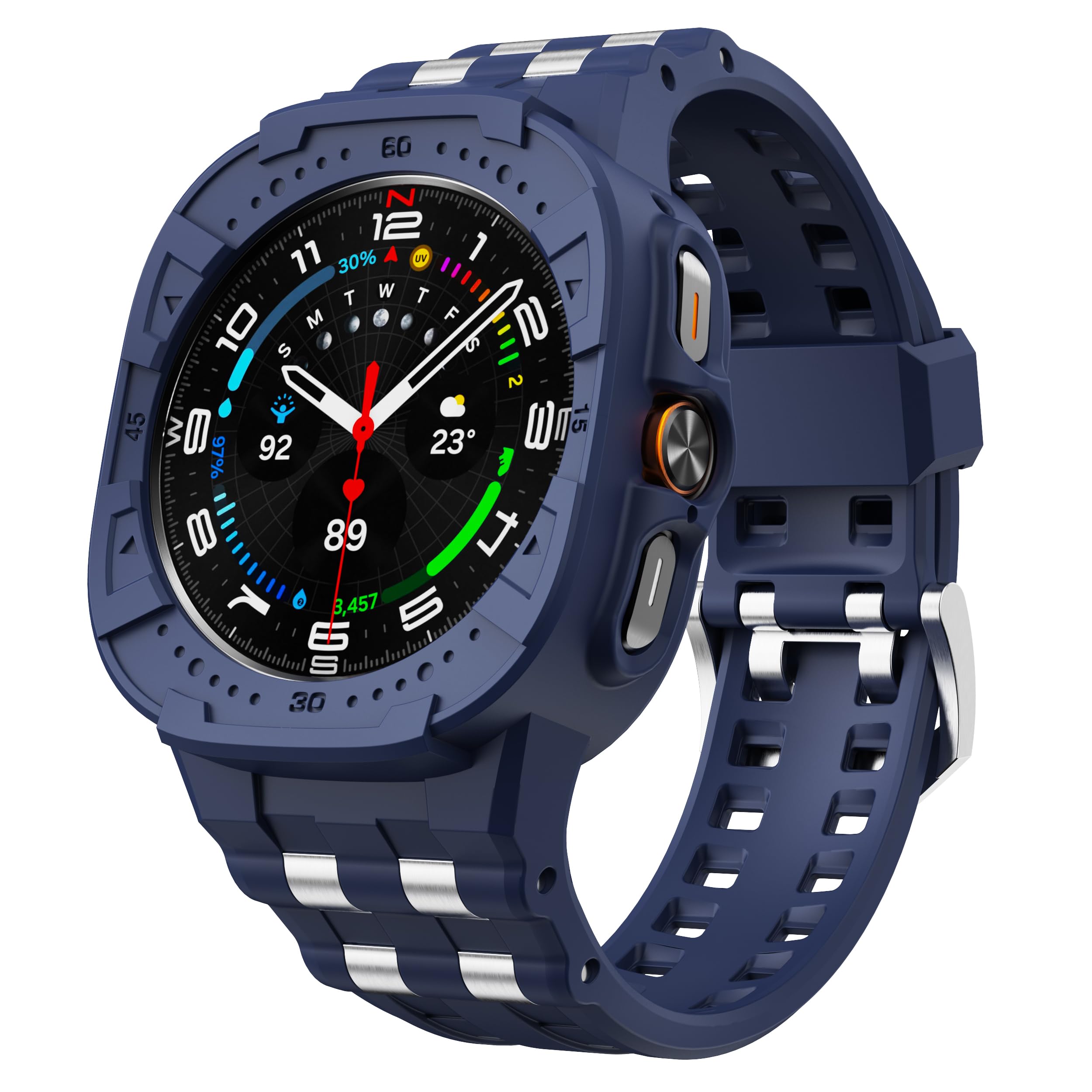 Rugged T-ENGINE Watch Band for Samsung Galaxy Watch 7 Ultra 47mm with Protective Case - Outdoor & Sports Use