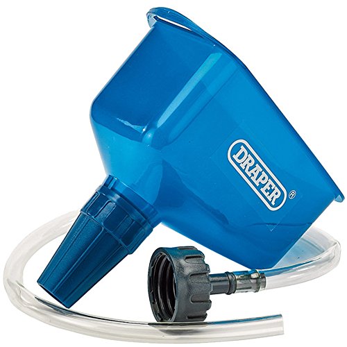 **Draper Engine Oil Fuel Funnel with Flexible Hose – Wide Mouth Large Automotive Funnel for Cars, Trucks, Motorcycles | Blue (26327) | Ideal for Oil Changes, Fluid Transfers & DIY Maintenance**
