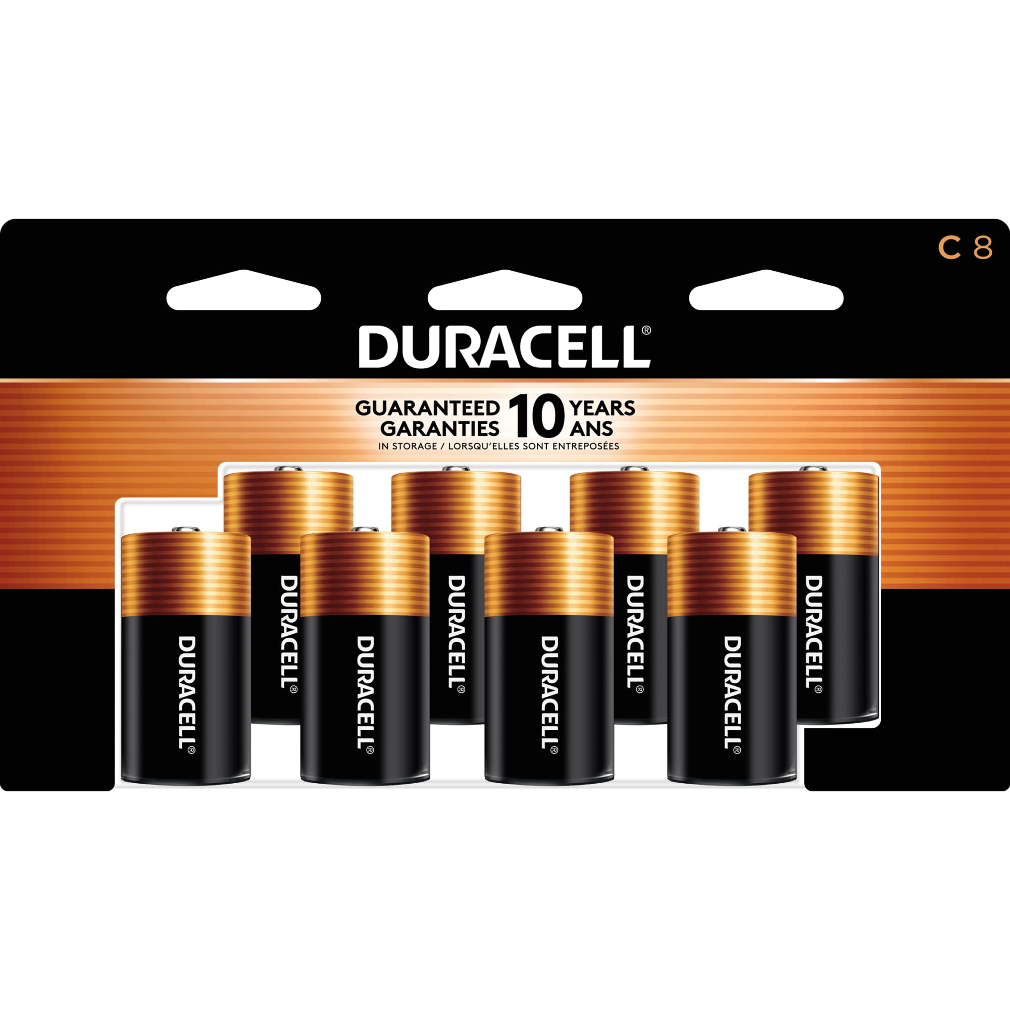 Duracell Coppertop C Batteries 8-Pack - Long-Lasting Alkaline C Batteries for Household & Office Devices - Ideal for Flashlights, Toys, Clocks & More - Reliable Power for Everyday Use