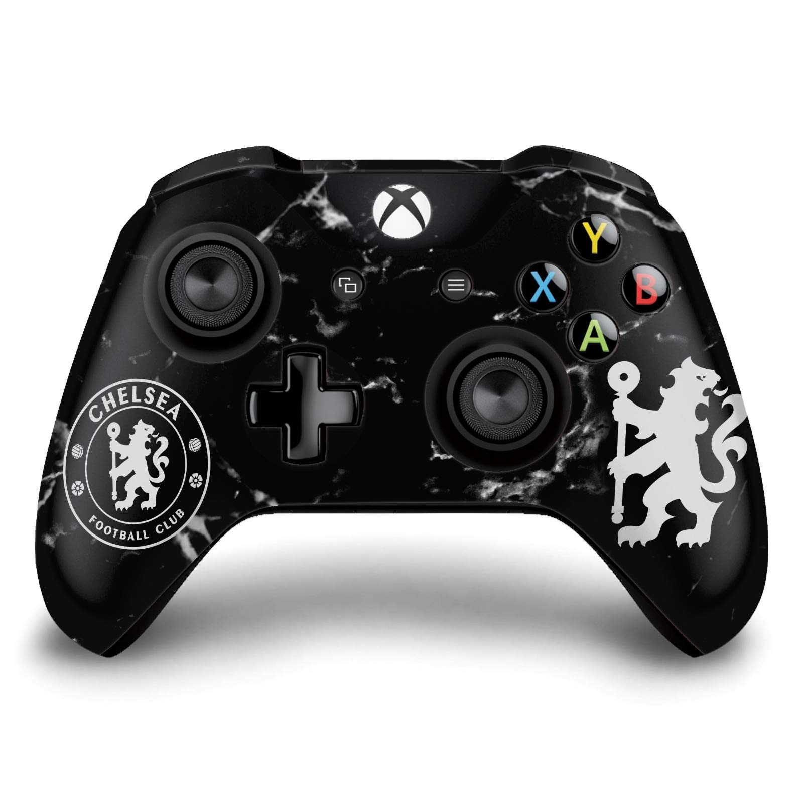 Official Chelsea Football Club Black Marble Mixed Logo Matte Vinyl Skin Gaming Sticker Decal Cover Compatible with Xbox One S/X Controller - Perfect for Gaming Enthusiasts & Football Fans