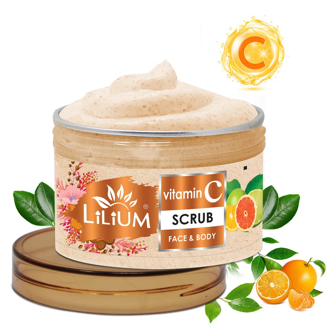 Lilium Vitamin C Face & Body Scrub - Brightening & Exfoliating for Glowing Skin, 250g - Perfect for Daily Skincare Routine & Spa Treatment