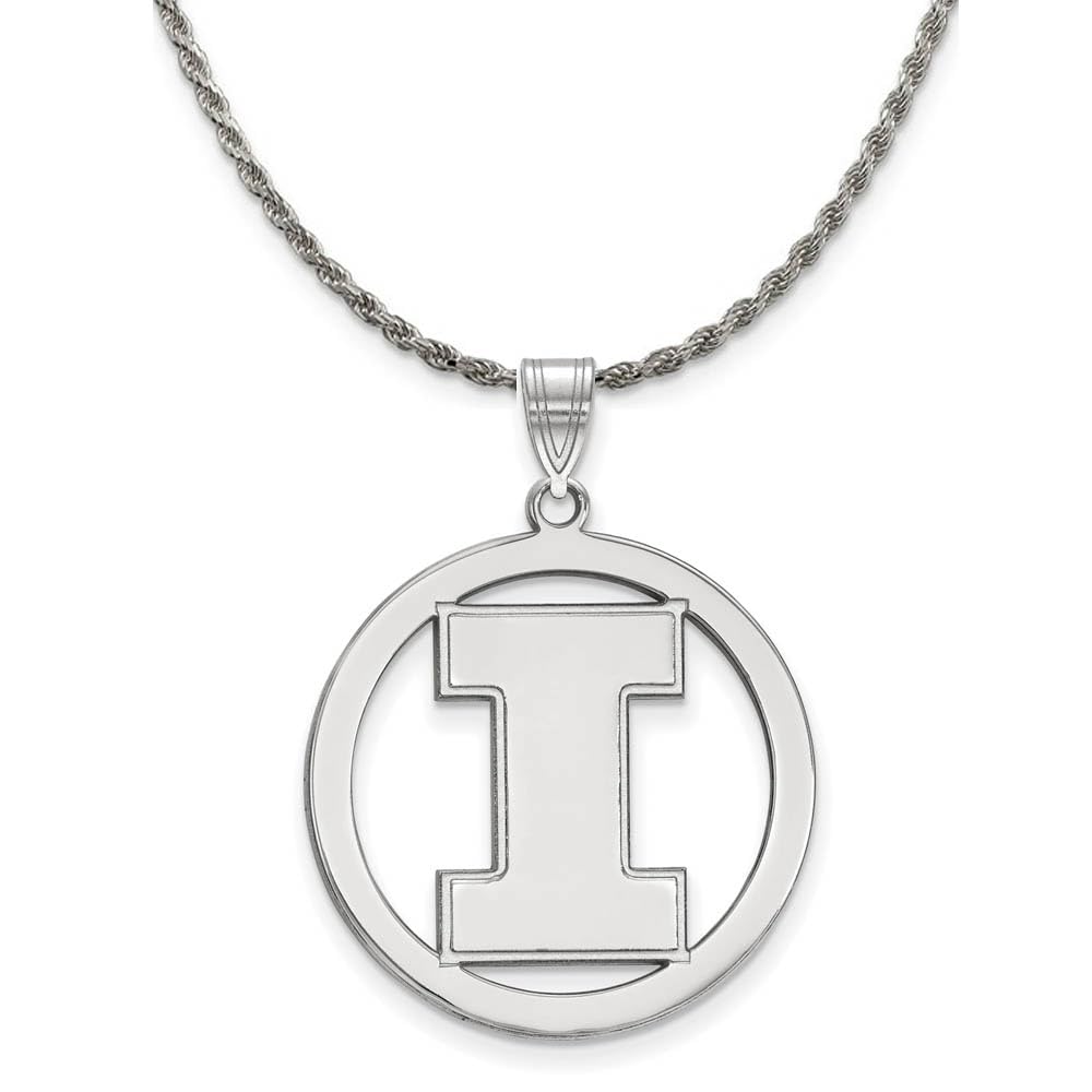 Illinois Circle Pendant Necklace - Sterling Silver for Gifts & Graduation