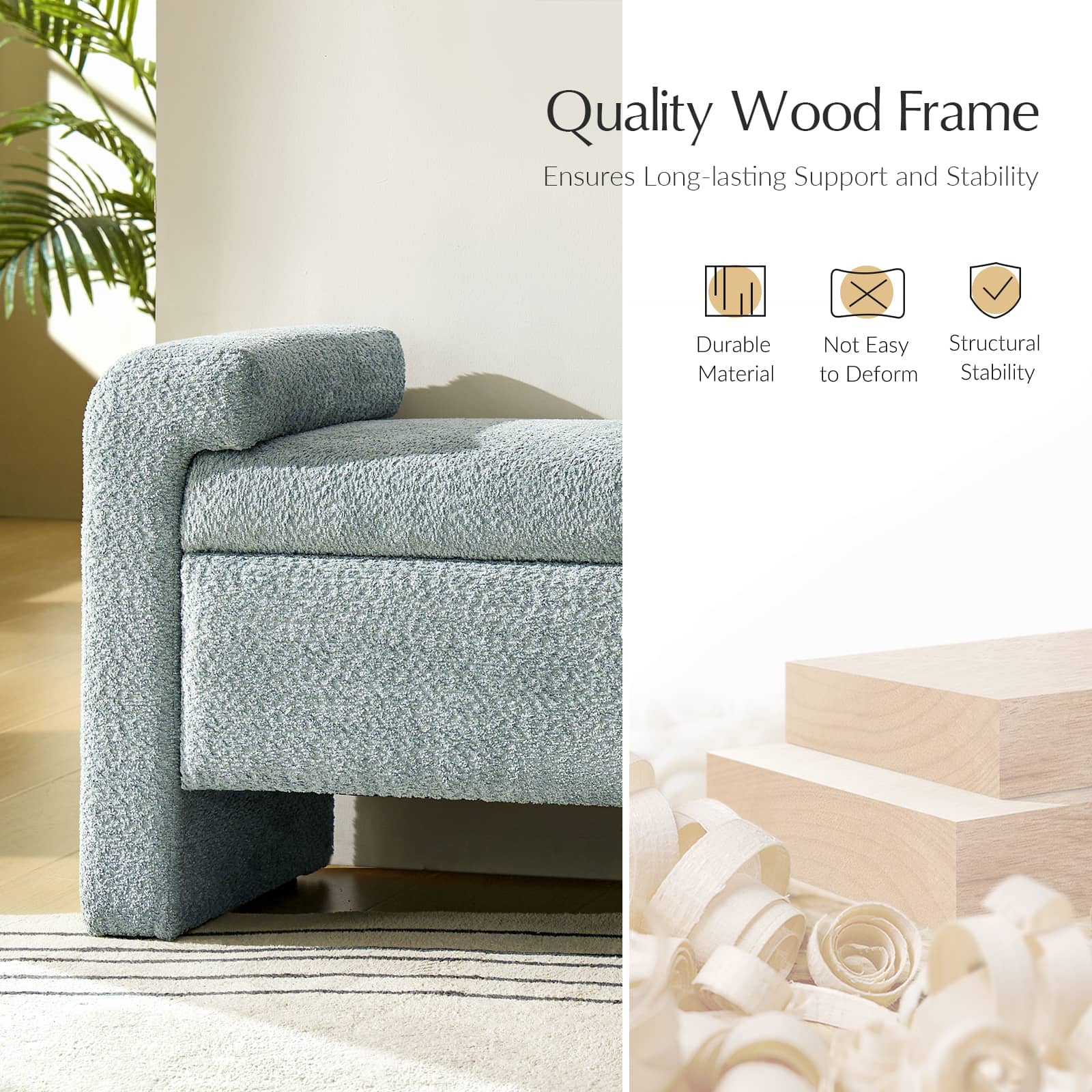 Baldesca Wooden Bench with Storage Drawer - Solid Wood Frame, Sturdy & Versatile Entryway, Bedroom, or Living Room Seating Furniture