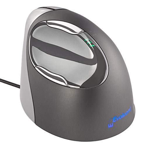 Evoluent VM4R Vertical Mouse 4 for Right Hand - Ergonomic Wired USB Mouse with Adjustable Speed & Programmable Buttons | Helps Prevent Carpal Tunnel | Perfect for Office Work, Gaming & Long Computer Sessions