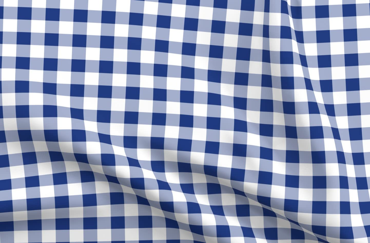Willow Blue White Gingham Check Cobalt Cottage Chic Shabby Printed Minky Fabric Fat Quarter - Soft Plush Material for Sewing Baby Blankets, Quilt Backing & Nursery Decor - Perfect for DIY Crafts, Home Decor & Gift Making