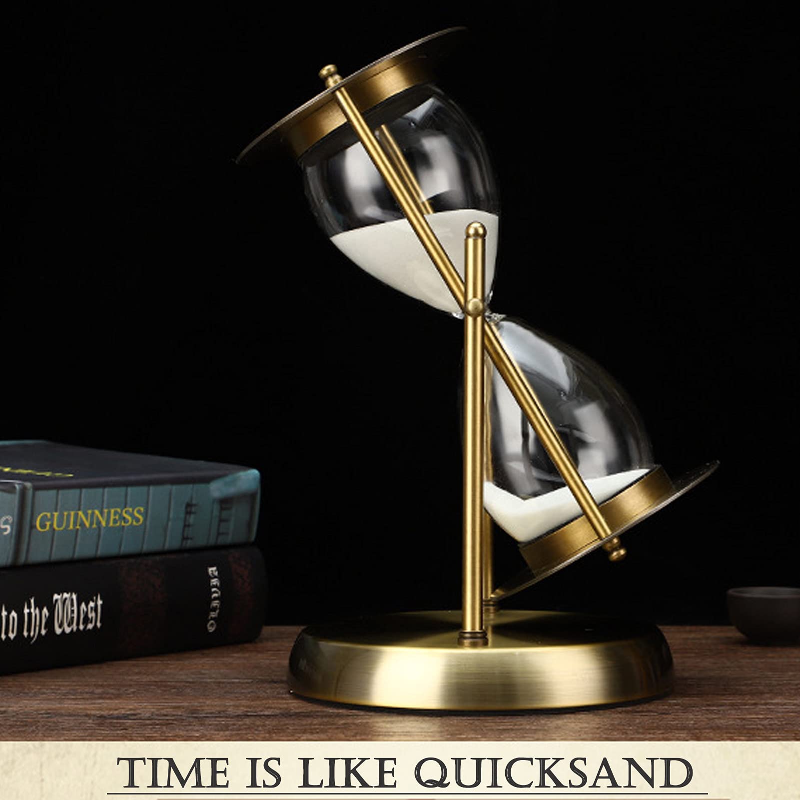 Antique Hourglass Sand Timer - 60 Minute Metal White Sand Visual Timer with 360° Rotation | Perfect for Cooking, Office, Wedding & Home Decor | Kitchen Timer, Meditation Aid & Decorative Centerpiece