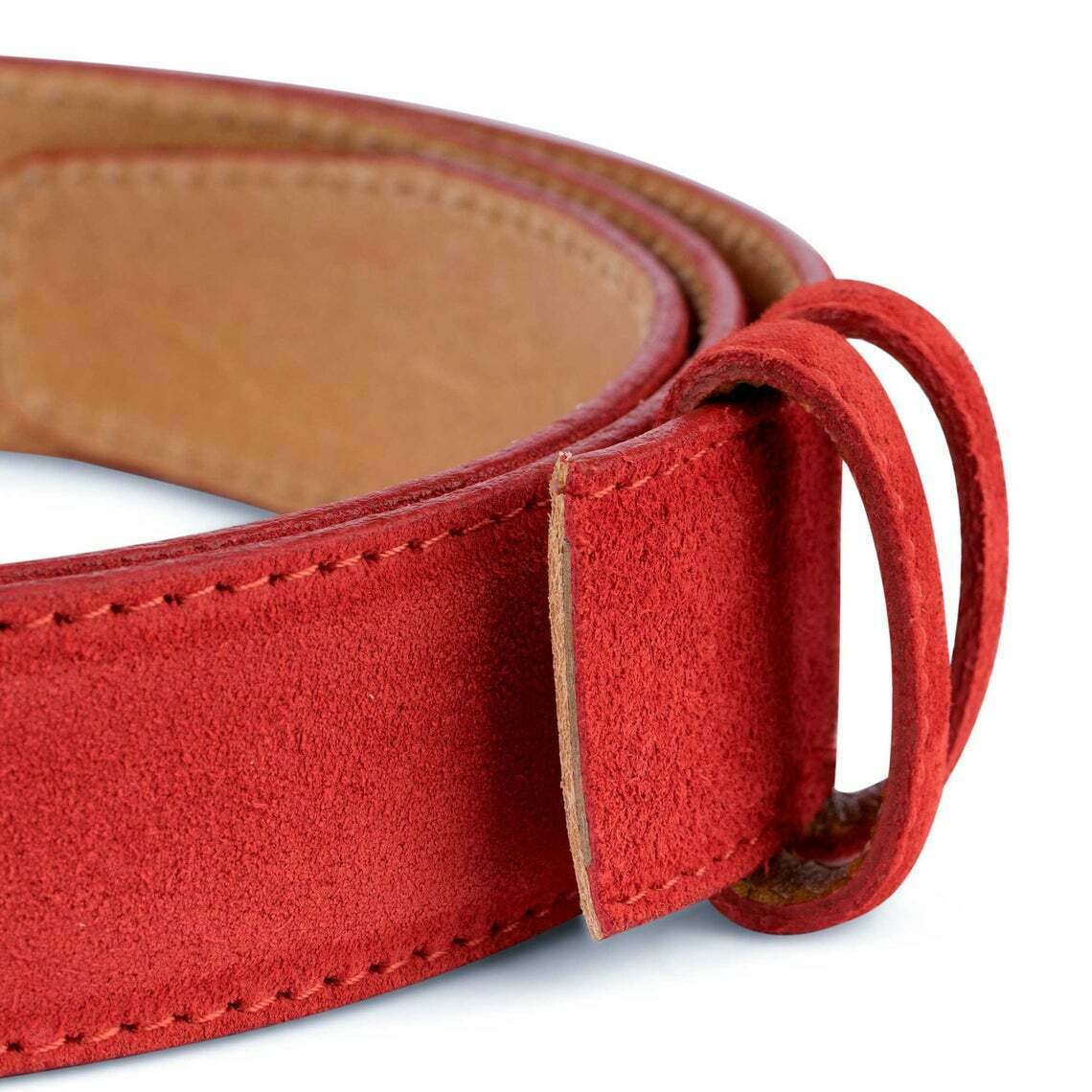 Premium Genuine Red Suede Belt Strap Replacement for Montblanc Belts - 35mm Width Unisex Leather Accessory for Men & Women | Office, Business, Formal & Casual Wear