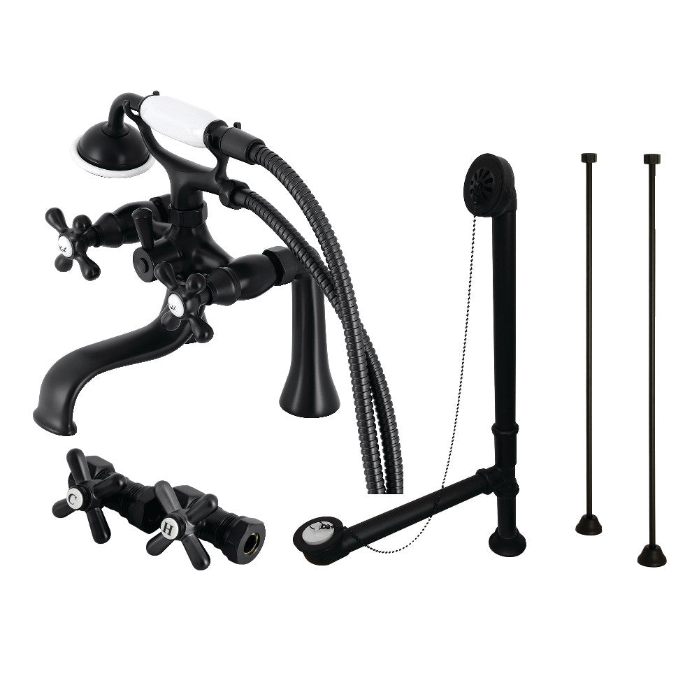 Kingston Brass CCK228C Vintage Deck Mount Clawfoot Tub Faucet Set with Supply Line - Antique Style Bathroom Fixture for Classic & Modern Bathrooms, Perfect for Freestanding Tubs and Luxury Home Renovations