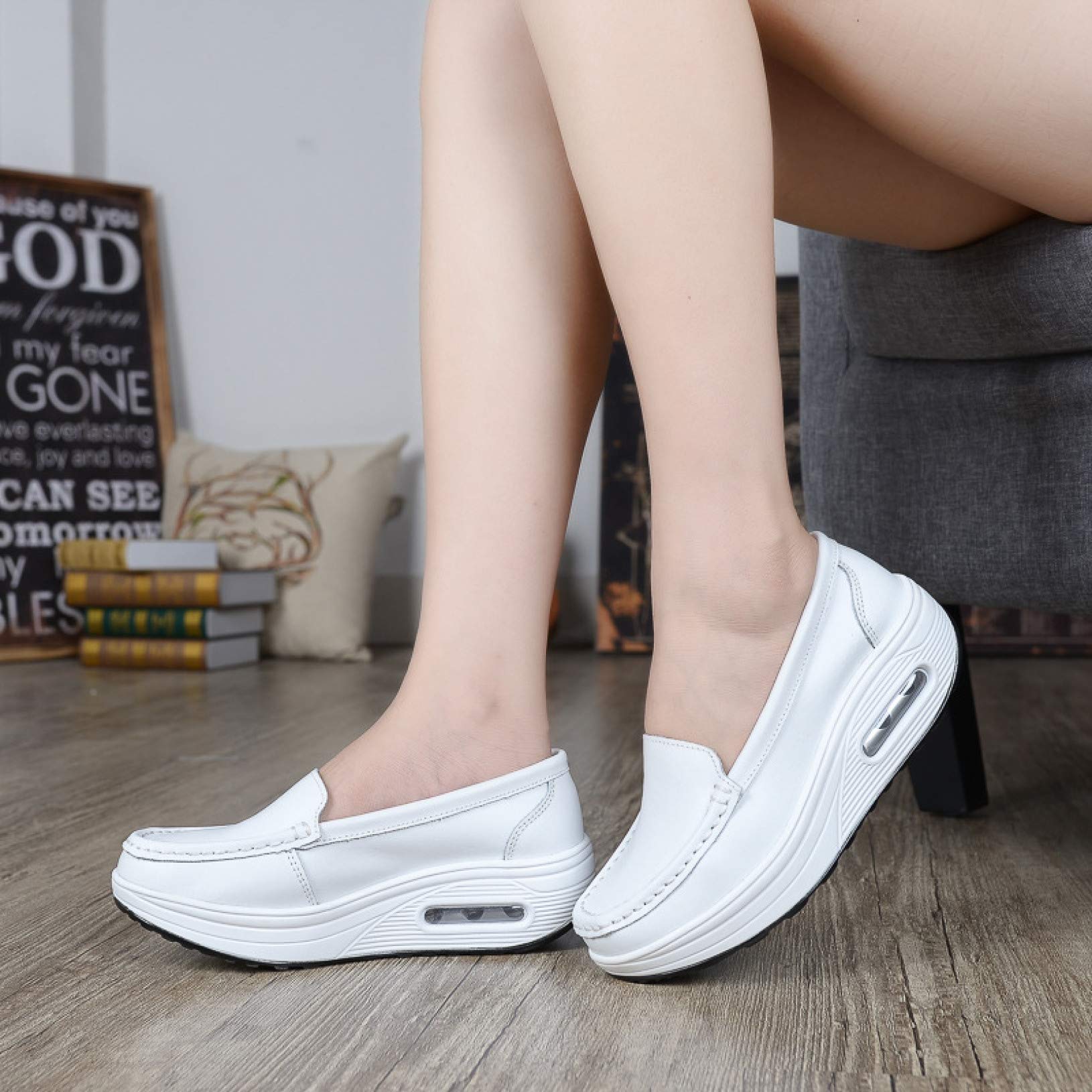 Women's Comfortable Non-Slip Platform Loafers - Round Toe Wedge Low Heel Moccasins for Nurses, Boat Shoes | Perfect for Work, Walking & Casual Wear