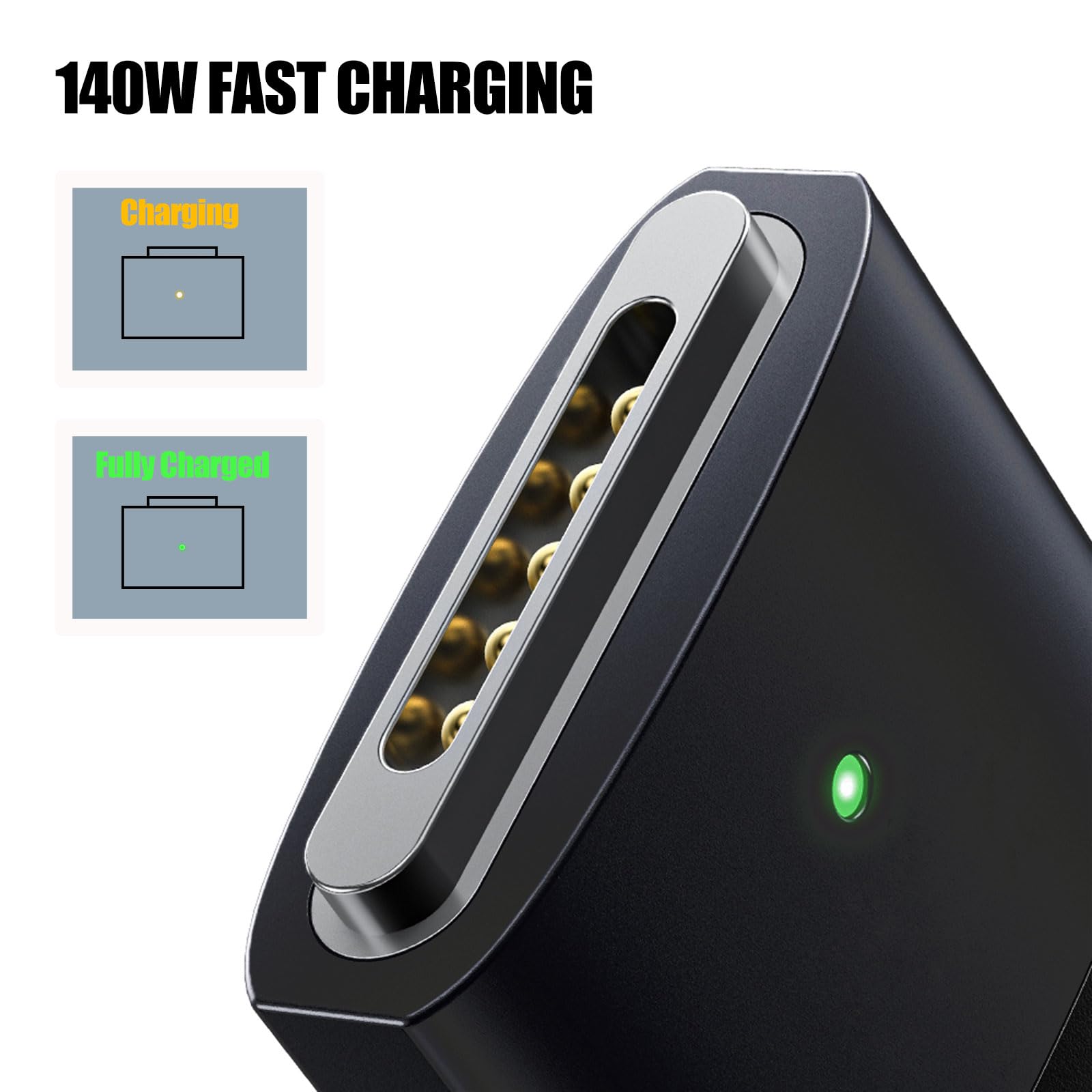 140W USB-C to Magnetic 3-in-1 Charging Cable for MacBook Pro/Air (2021-2023 M1/M2 Chip) - Fast Charging & Data Sync for 14