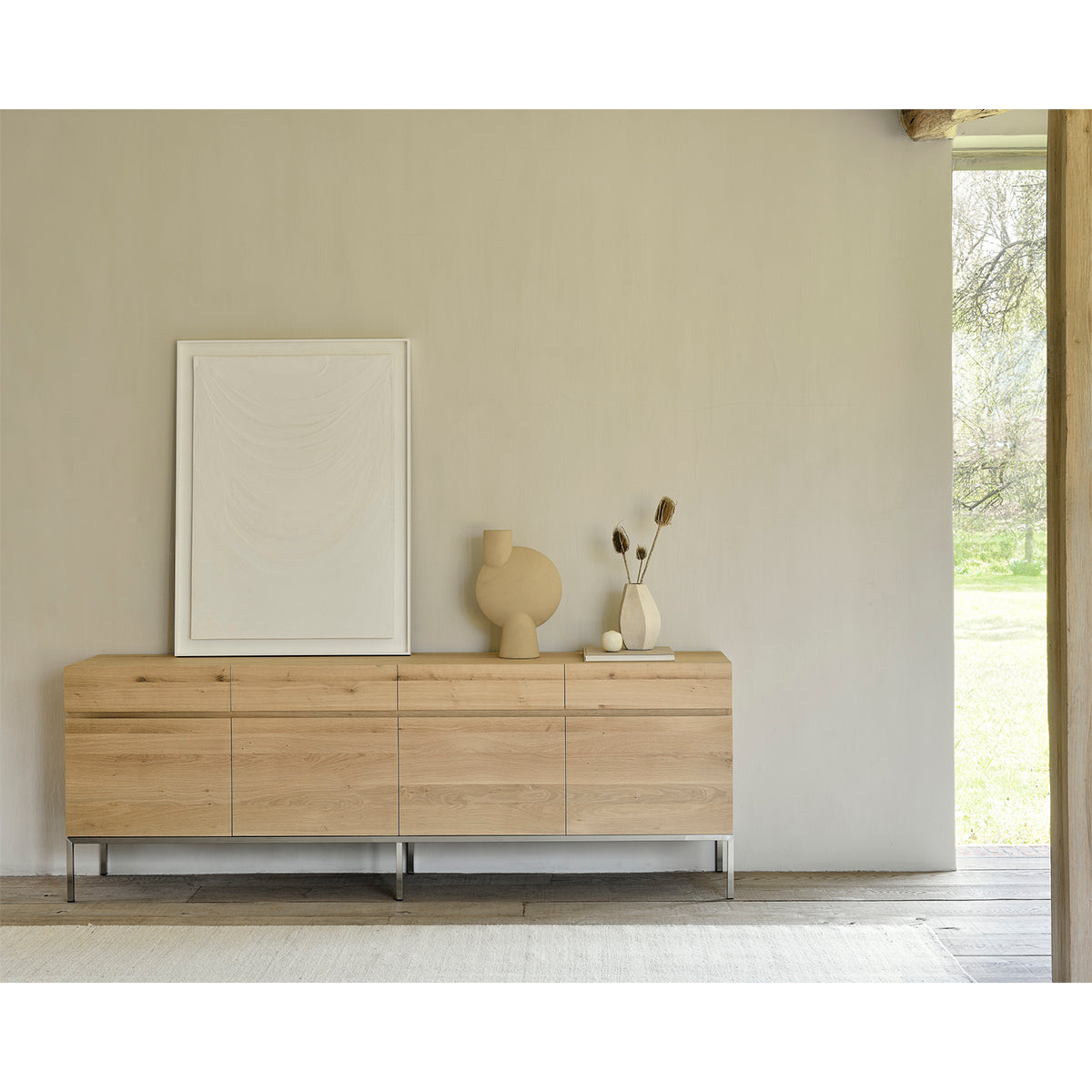 Stylish Ligna 4-Door Sideboard Buffet Cabinet - Modern Storage Solution for Dining Room, Living Room & Entryway