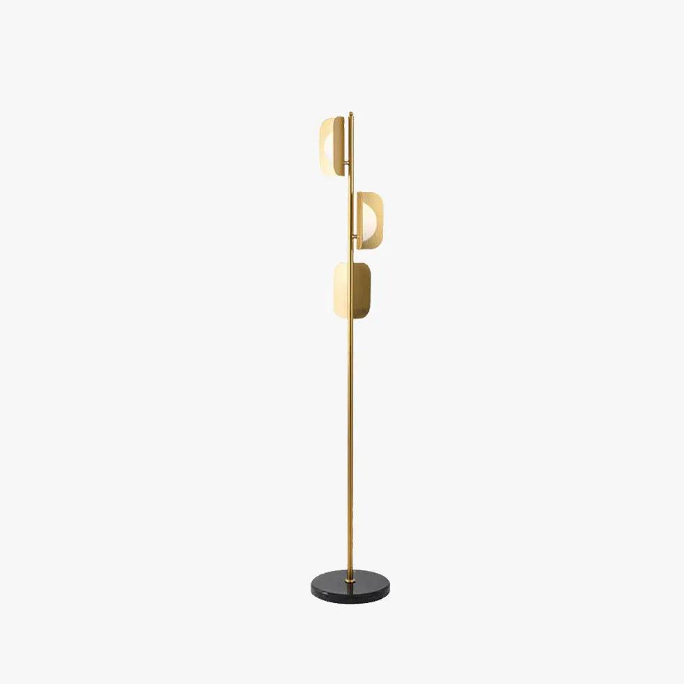 3-Headed Gold Metal Plate Floor Lamp - Modern Adjustable Standing Light for Living Room, Bedroom & Office Decor