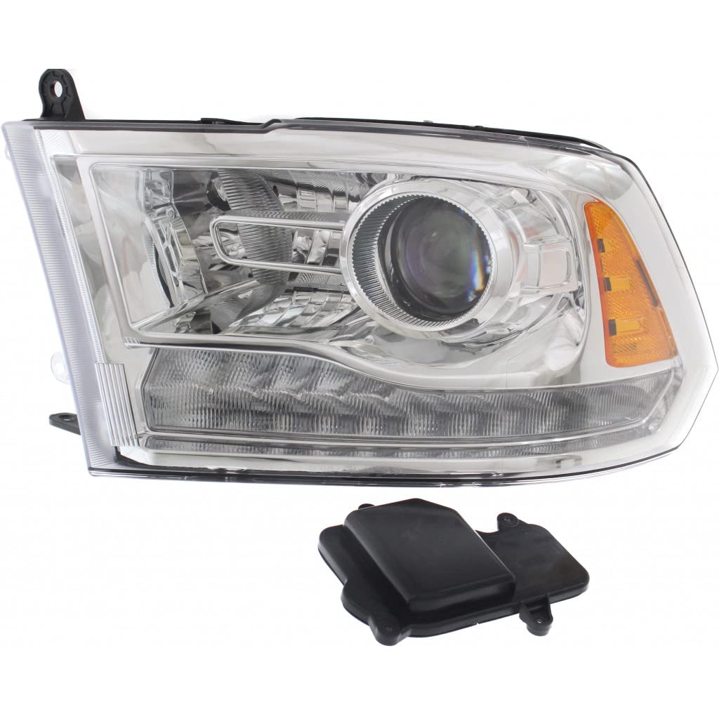 2016-2018 RAM 3500 Chrome Driver Side Headlight Assembly with Bulbs - CAPA Certified Replacement for CH2502290 | Perfect for Night Driving & Off-Road Adventures