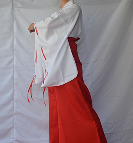 Authentic Japanese Miko Cosplay Kimono Costume - Red Hakama Outfit for Women | Perfect for Anime Conventions, Halloween & Themed Parties