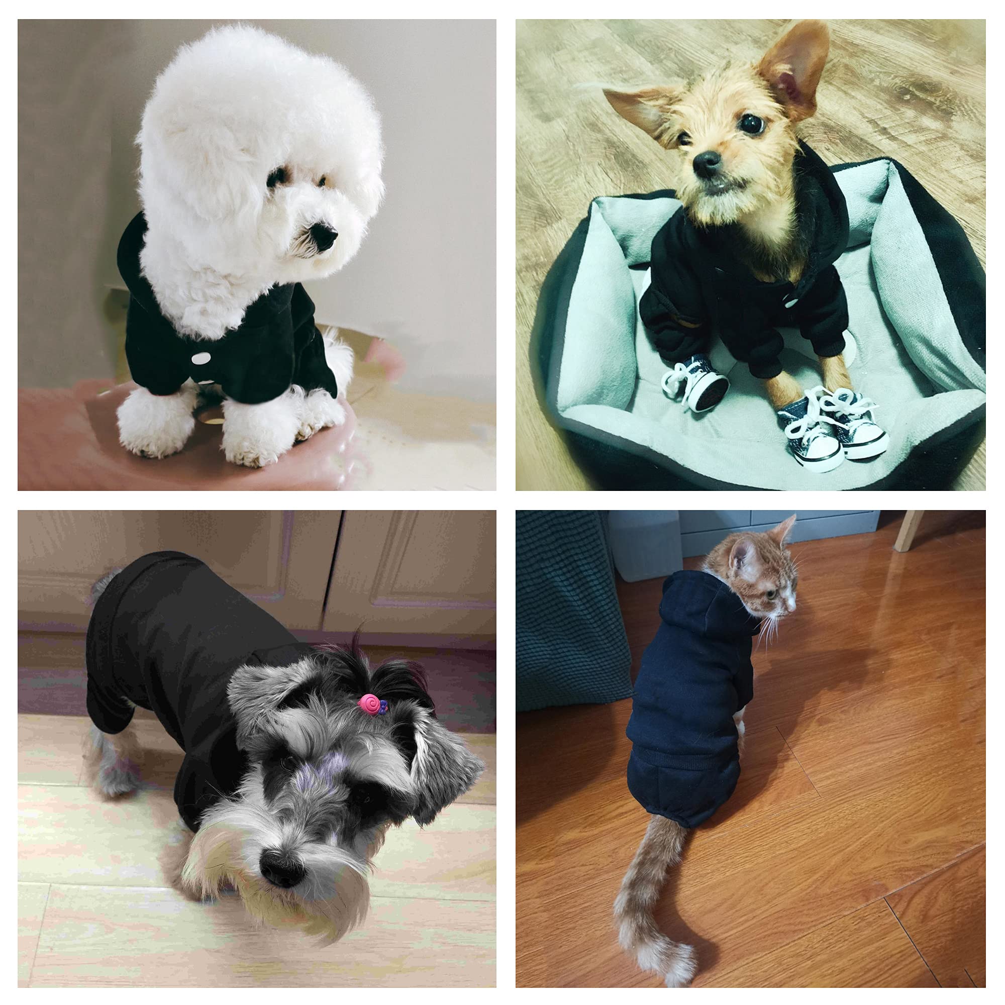 4-Legged Dog Clothes & Pet Costumes - Winter Hoodie, Coat, Dress & Onesie for Small Dogs & Cats (2-Pack Black/Grey) - Perfect for Cold Weather, Outdoor Adventures & Pet Fashion