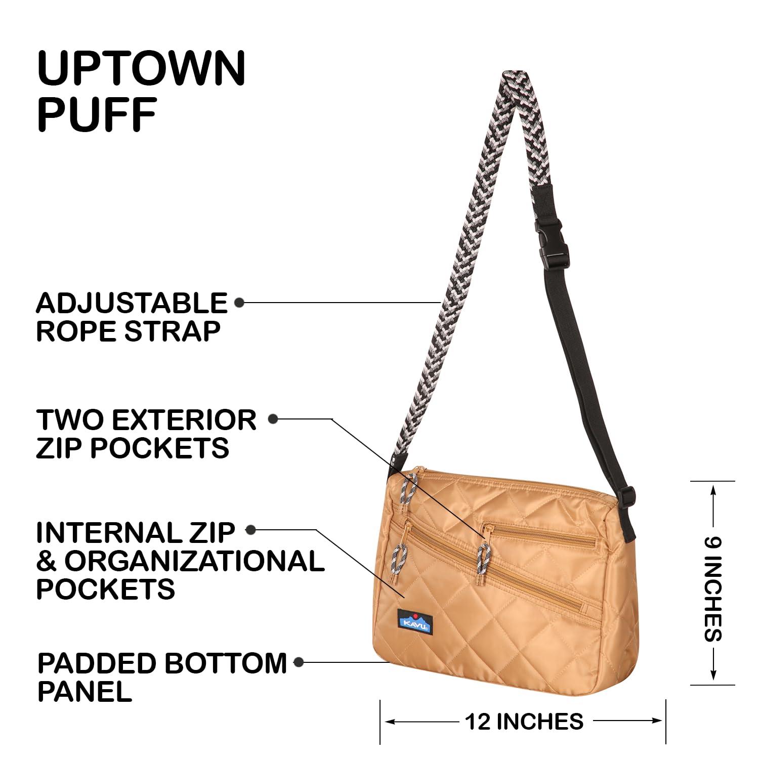 KAVU Uptown Puff Crossbody Bag - Stylish Travel Purse for Women, Lightweight Hiking Shoulder Bag - Perfect for Outdoor Adventures, Shopping & Daily Use