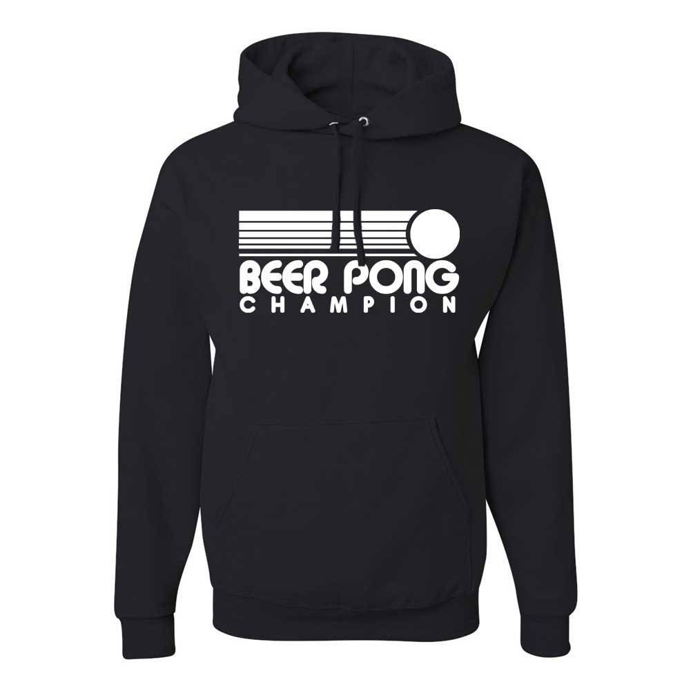Beer Pong Champion Graphic Hoodie - Black Cotton Pullover Sweatshirt for Men & Women - Medium Size - Perfect for Parties, Tailgating & College Events