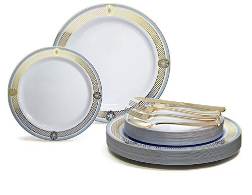 D. Royal in White / Blue & Gold, Gold Silverware