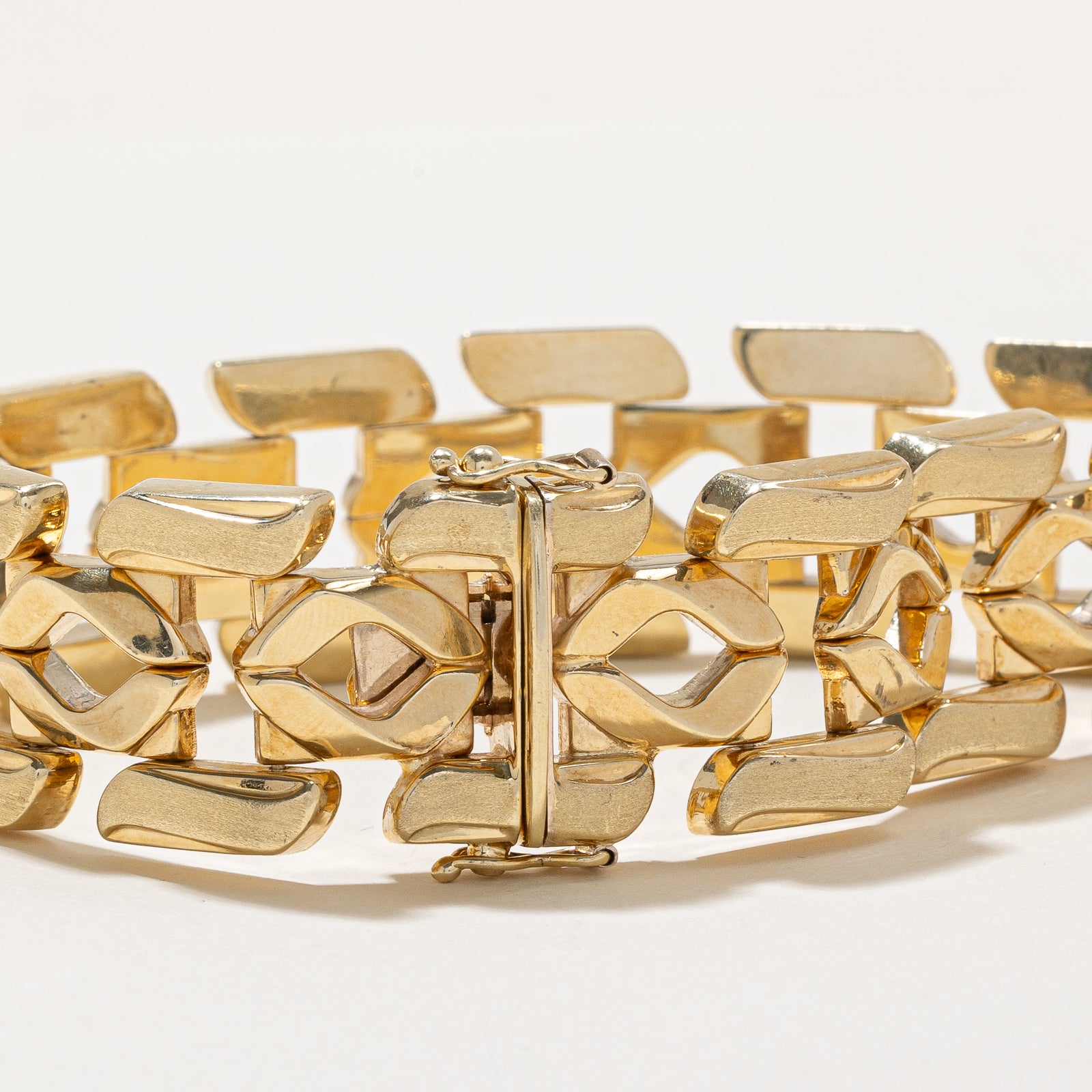 14K Yellow Gold Ornate Bracelet for Women - 20.85mm Wide, 7.5 Inches Adjustable - Elegant Handmade Jewelry for Parties, Weddings & Special Occasions