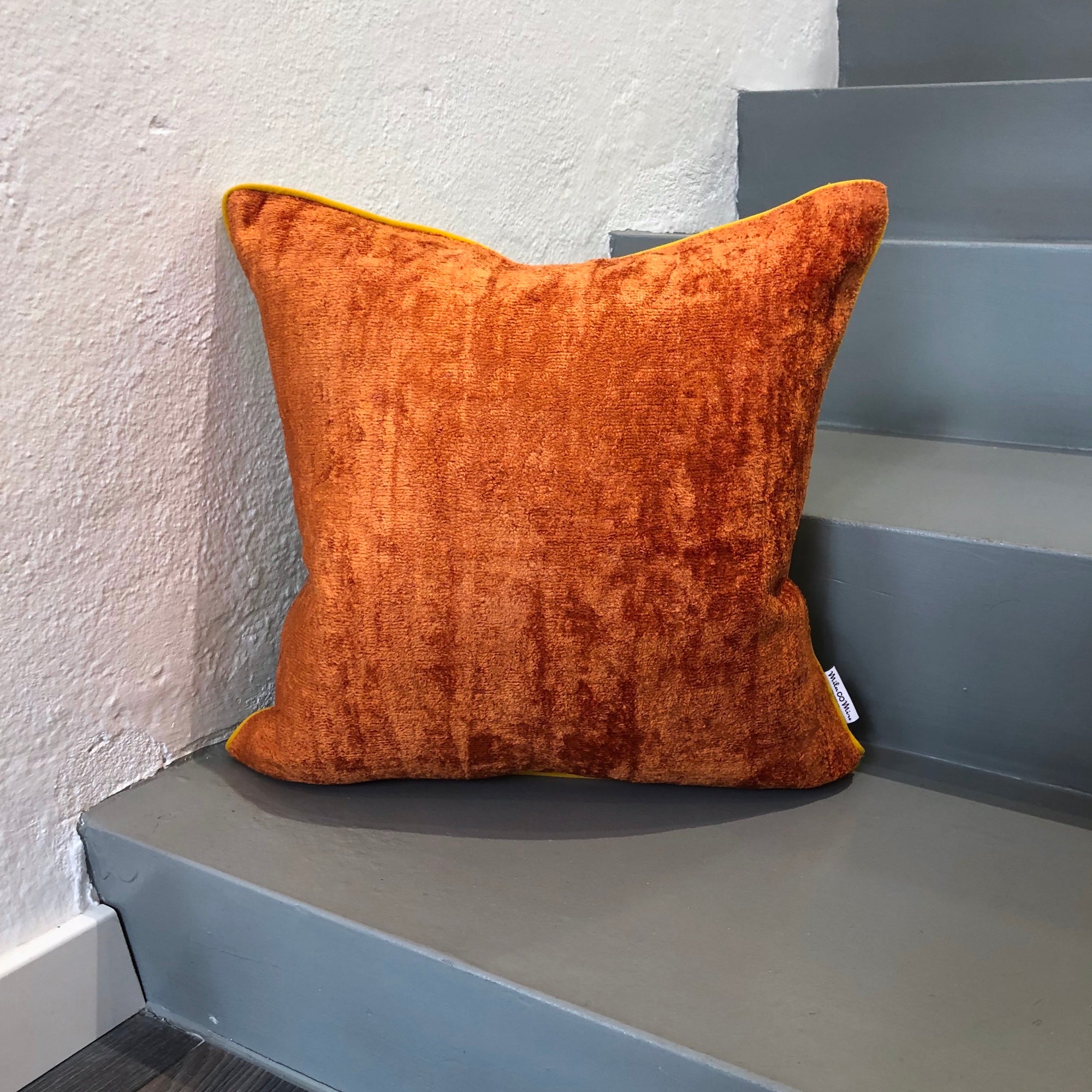 Luxury Velvet Ikat Cushion Cover Rusty Orange - Boho Home Decor Pillow for Sofa, Bed & Living Room - Perfect for Bohemian, Farmhouse & Eclectic Interior Design Styles