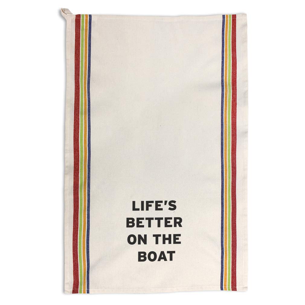 Custom Boat-Themed Kitchen Towels - Multi Stripe Design Dish Towels for Boating Enthusiasts | Perfect for Galley, Cleaning & Nautical Decor