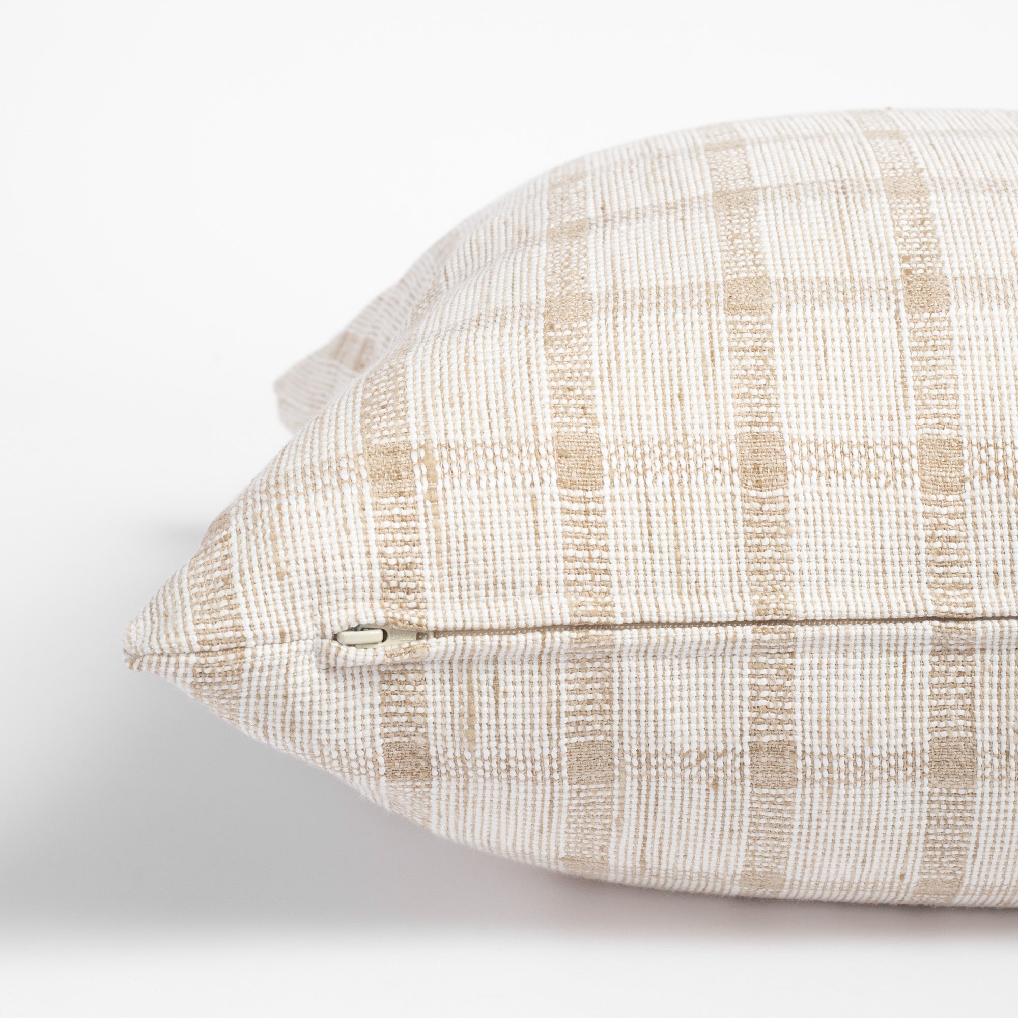 Harriet Check 20x20 Decorative Throw Pillow Cover - Natural Linen Square Cushion for Sofa, Bed & Home Decor