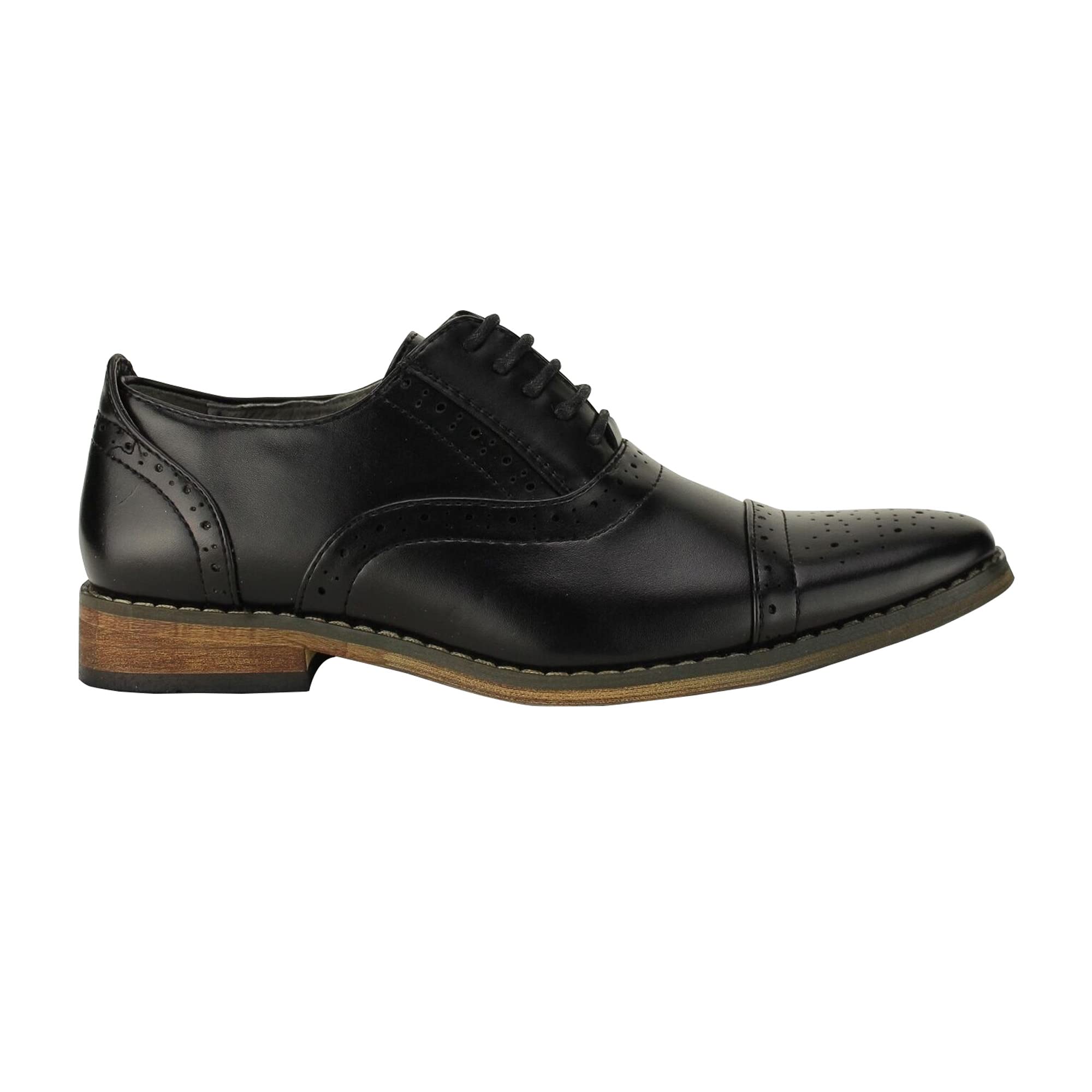 Goor Boys' Capped Lace Oxford Brogue Shoes - Classic Leather School Dress Shoes for Kids, Formal Occasions & First Communion