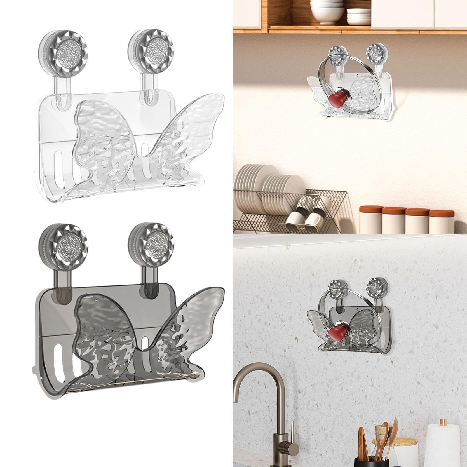 CALANDIS® Wall Mounted Pot Lid Rack Organizer - Space Saving Kitchen Storage for Pots, Pans & Lids - Durable Clear Plastic Cupboard Door Organizer - Perfect for Small Kitchens & Clutter-Free Homes (1-Pack) | Ideal for Organizing Cookware in RVs, Apartments & Compact Kitchens
