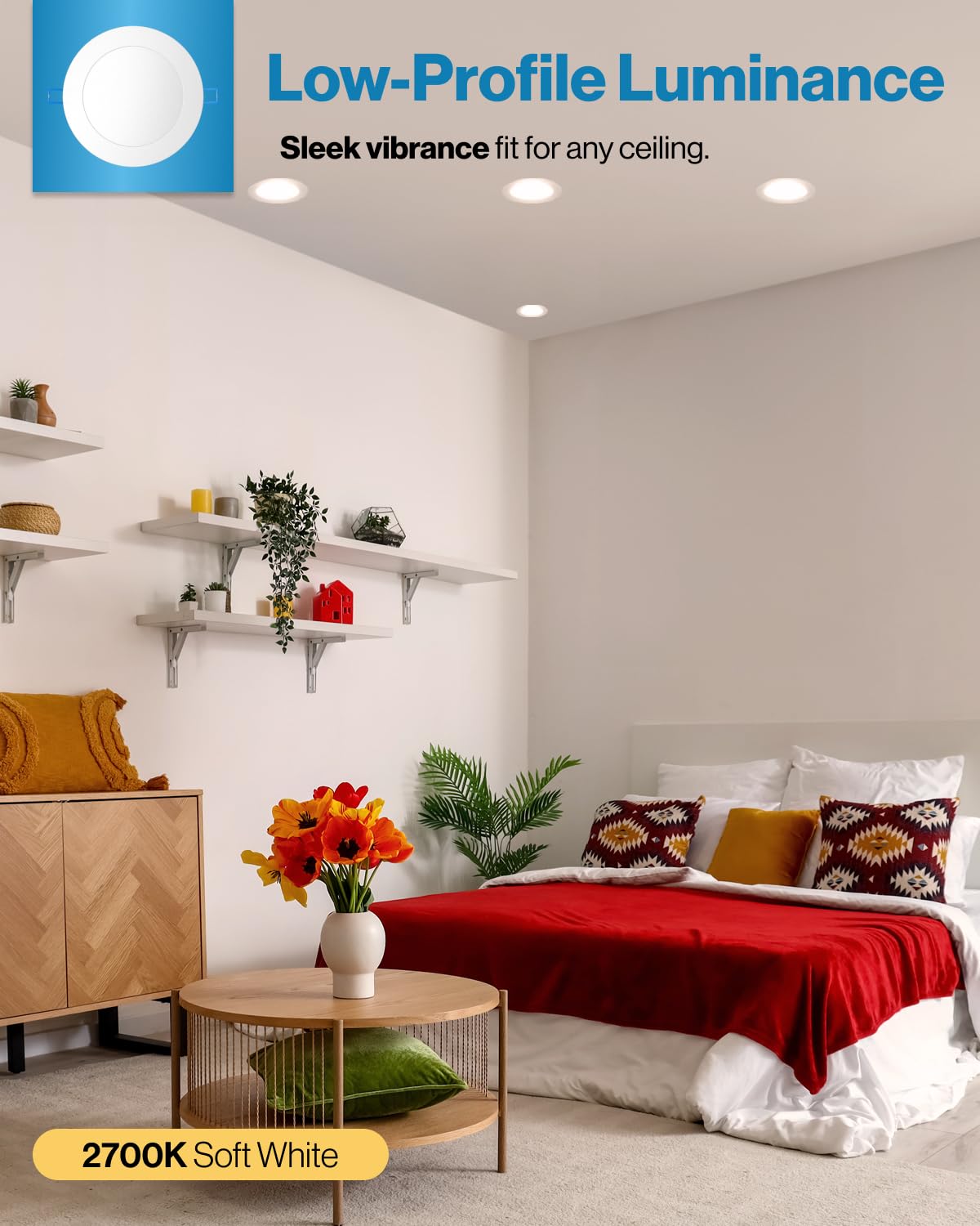 Sunco 4 Pack 6 Inch Ultra Thin LED Recessed Ceiling Lights - 2700K Soft White, Dimmable, 14W=100W, Wafer Thin, Canless with Junction Box - Perfect for Living Room, Bedroom, Kitchen & Office Lighting