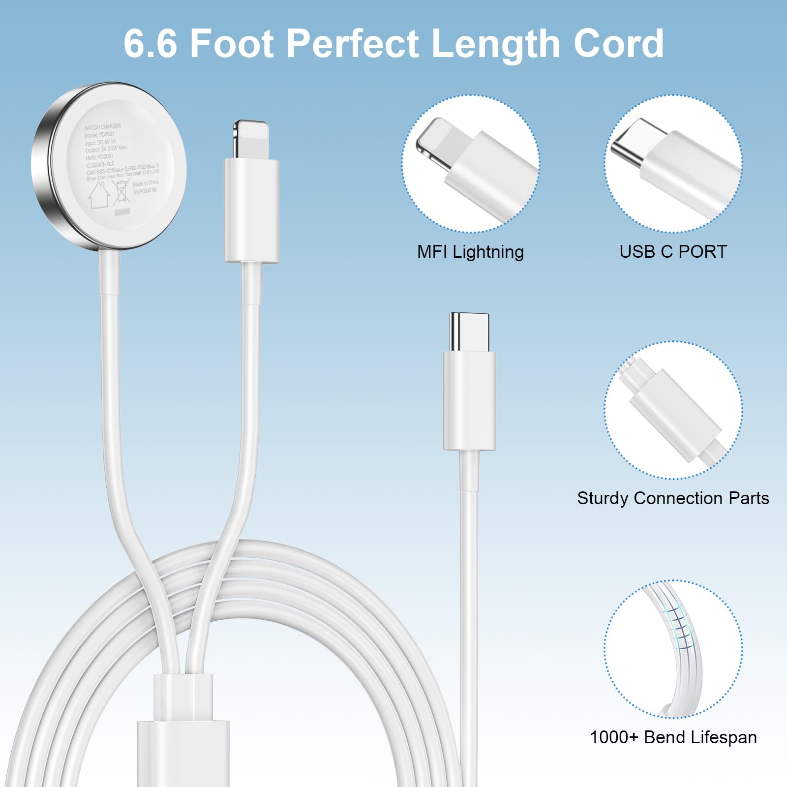 Upgraded Apple Watch & iPhone 2-in-1 Fast Charger - MFi Certified USB C Charging Cable with 20W Power Adapter | Compatible with Apple Watch Series 10/9/8/7/6/SE/5/4 & iPhone 14/13/12/11 | Perfect for Travel, Office & Nightstand Charging