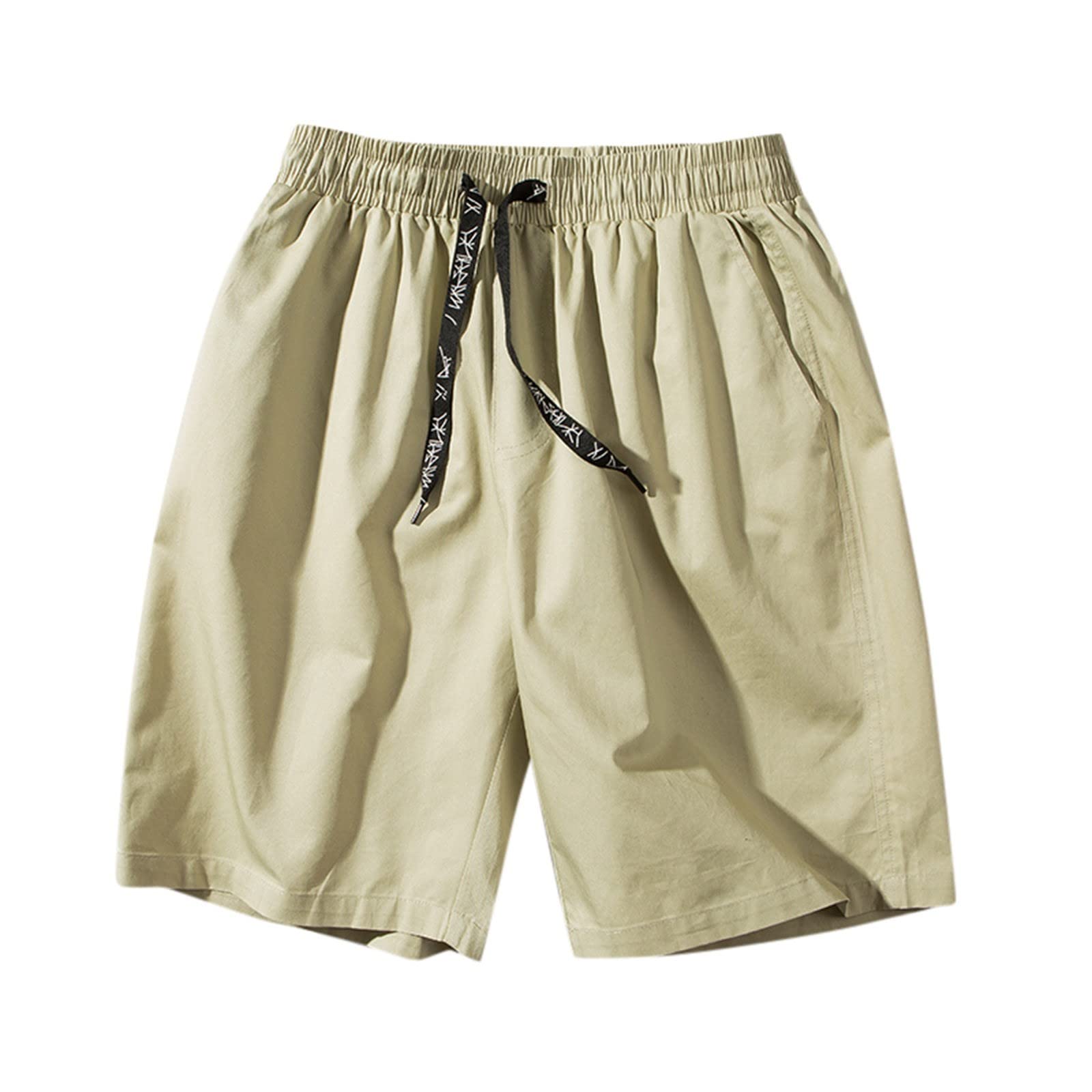 Men's Embroidered Athletic Running Shorts - Summer Drawstring Loose Fit Solid Color Sports Shorts with Pockets | Gym, Jogging, Workout & Casual Wear