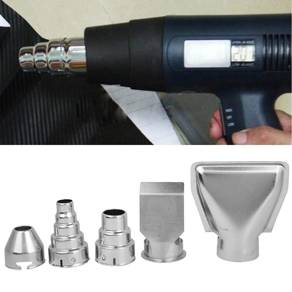 5-Piece Stainless Steel Hot Air Gun Nozzle Kit for Soldering, Brazing & Heat Shrinking - Professional Heat Blower Accessories for Electronics Repair, DIY Crafts & Shrink Wrapping
