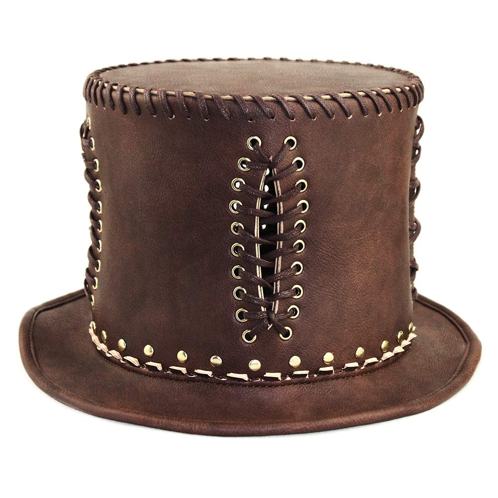 Steampunk Top Hat with Removable Goggles - Premium PU Leather Cosplay Hat for Men & Women | Victorian Costume Accessory for Halloween, LARP, Dance Performances & Themed Parties