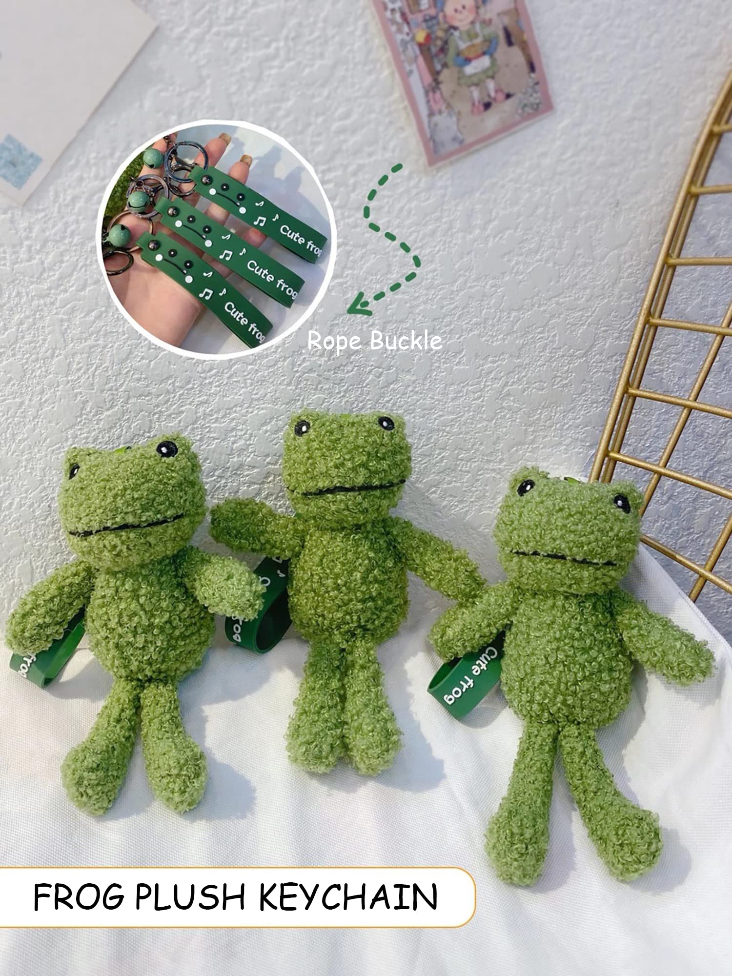 Adorable Frog Plush Keychain - Kawaii Cute Keyring Accessories for Backpacks, Bags, Purse & Car Keys | Perfect Birthday, Christmas, Valentine's Day Gift for Men & Women | Great for Everyday Use, Travel & Key Organization