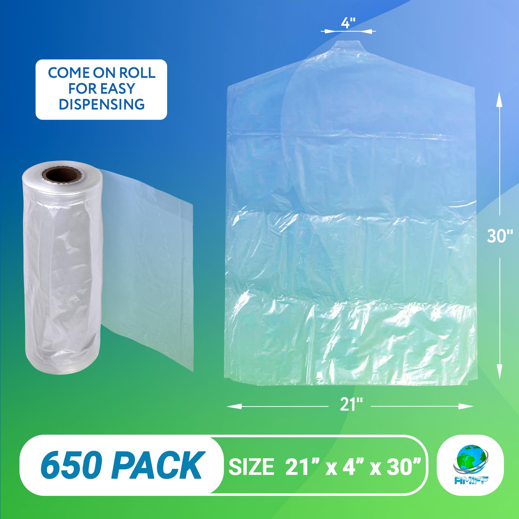 650 Clear Plastic Garment Bags for Hanging Clothes - 21