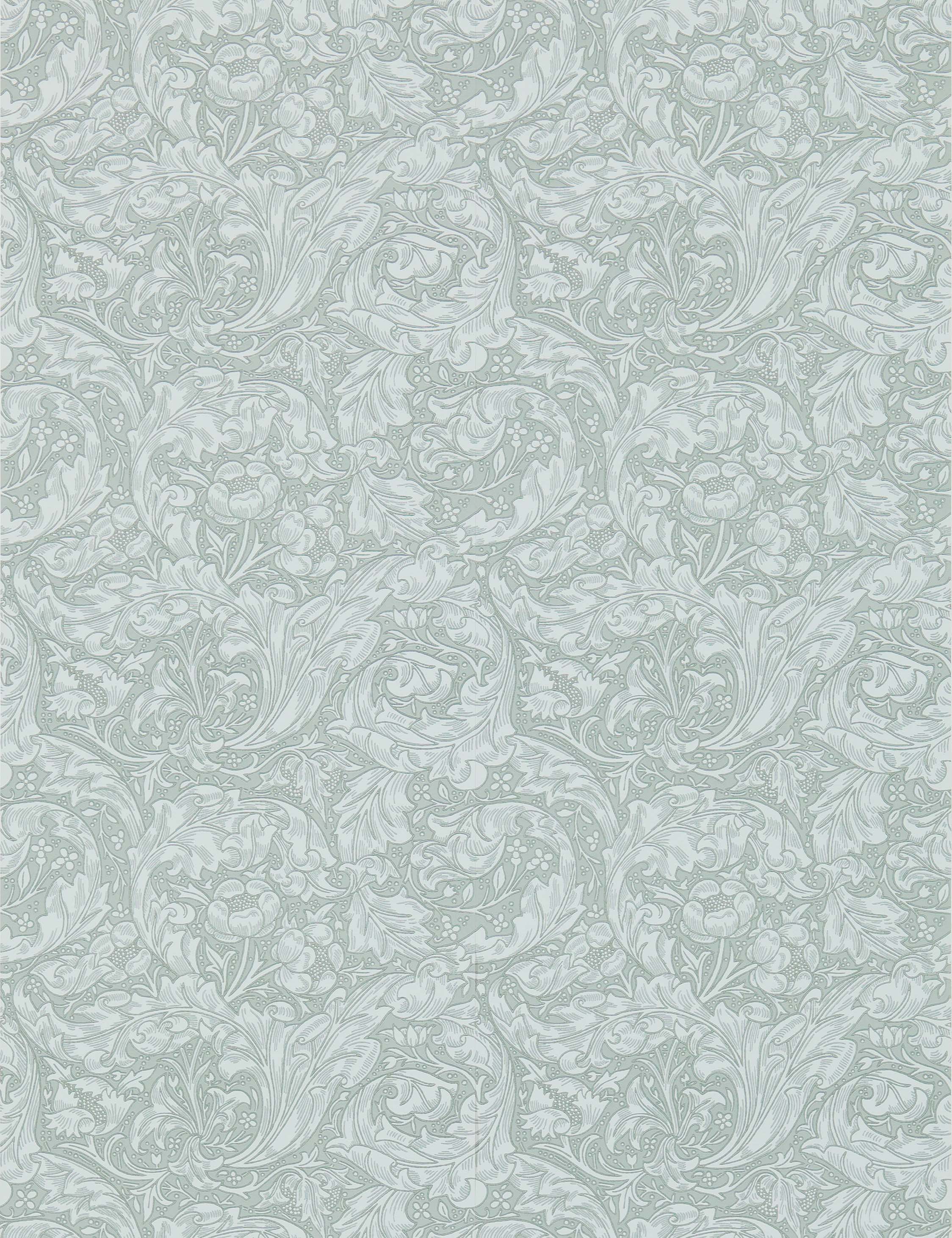 Morris & Co. Bachelors Button Silver Wallpaper Swatch - Vintage Floral Design for Living Room & Bedroom Decor
