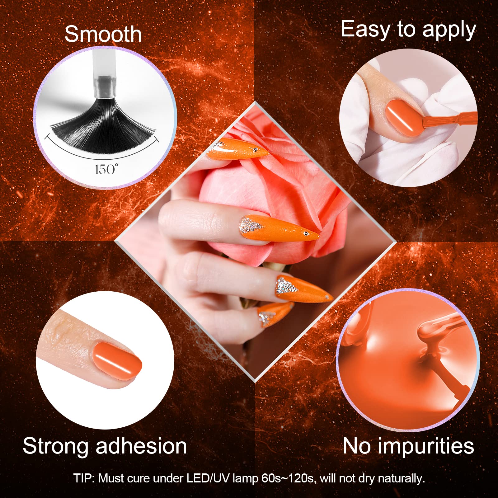 ROSALIND Gel Nail Polish Kit - 6 Colors Soak Off UV LED Nail Polish Set with Glossy Finish - Perfect for Home Manicure, Nail Salon & DIY Nail Art